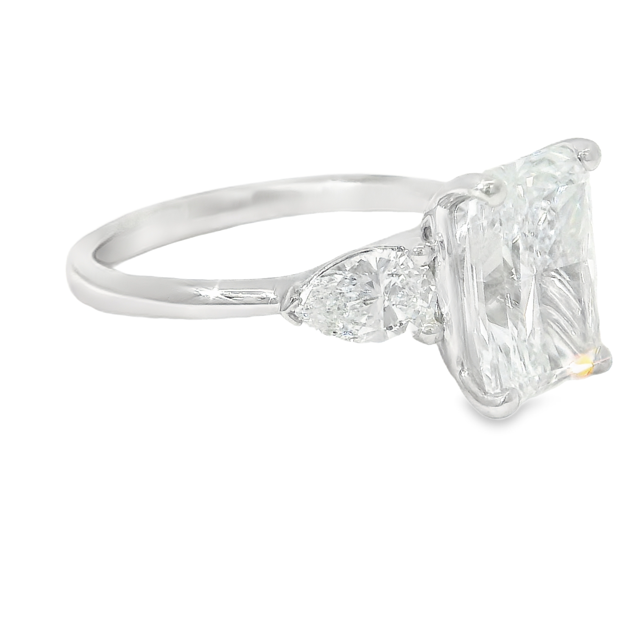 3.41CT E VS1 Radiant Cut LAB Diamond IGI Certified Set in 14K White Gold w/ 3/4cttw Accent Stones