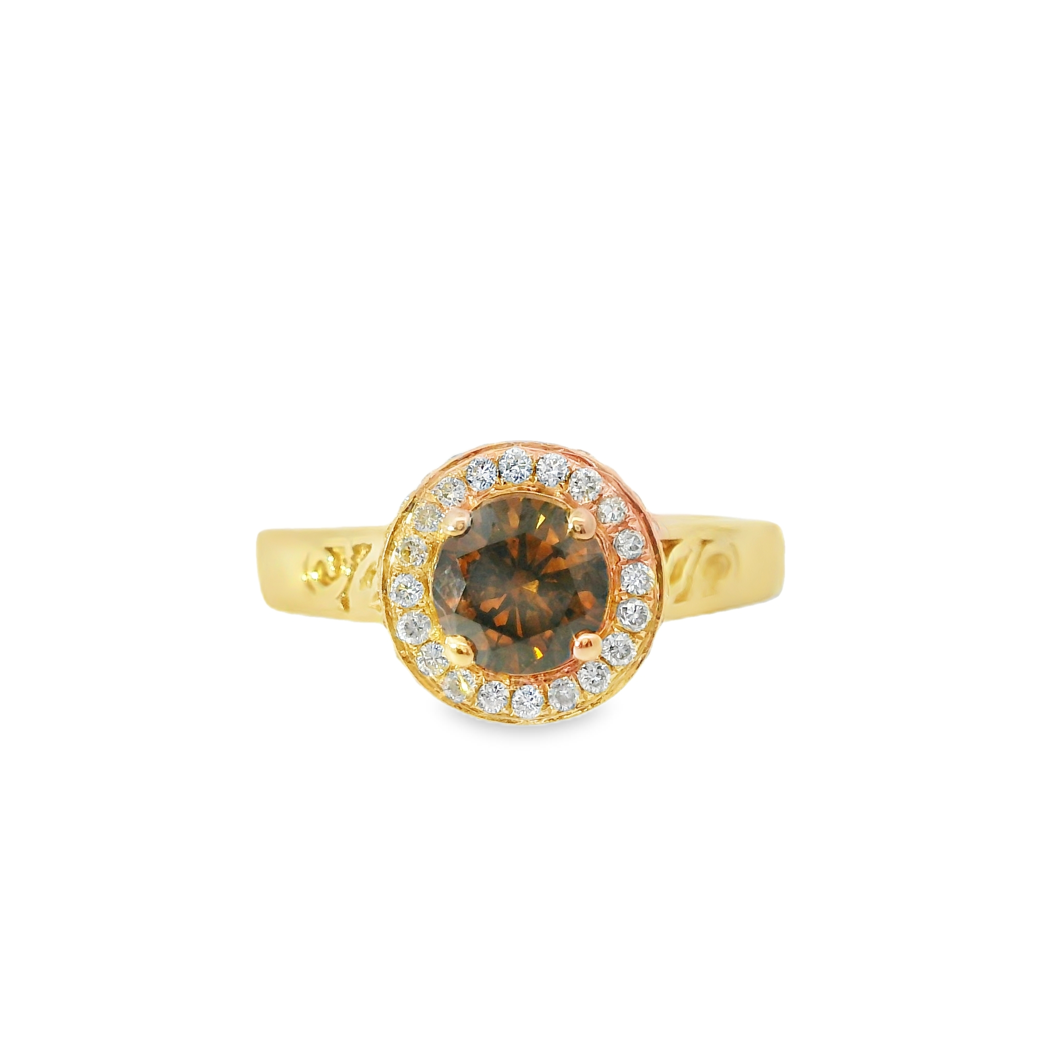 3/4cttw Natural Diamond Ring Set in 14K Gold (Center Stone Fancy Brown Approximately 0.60CT) - Estate