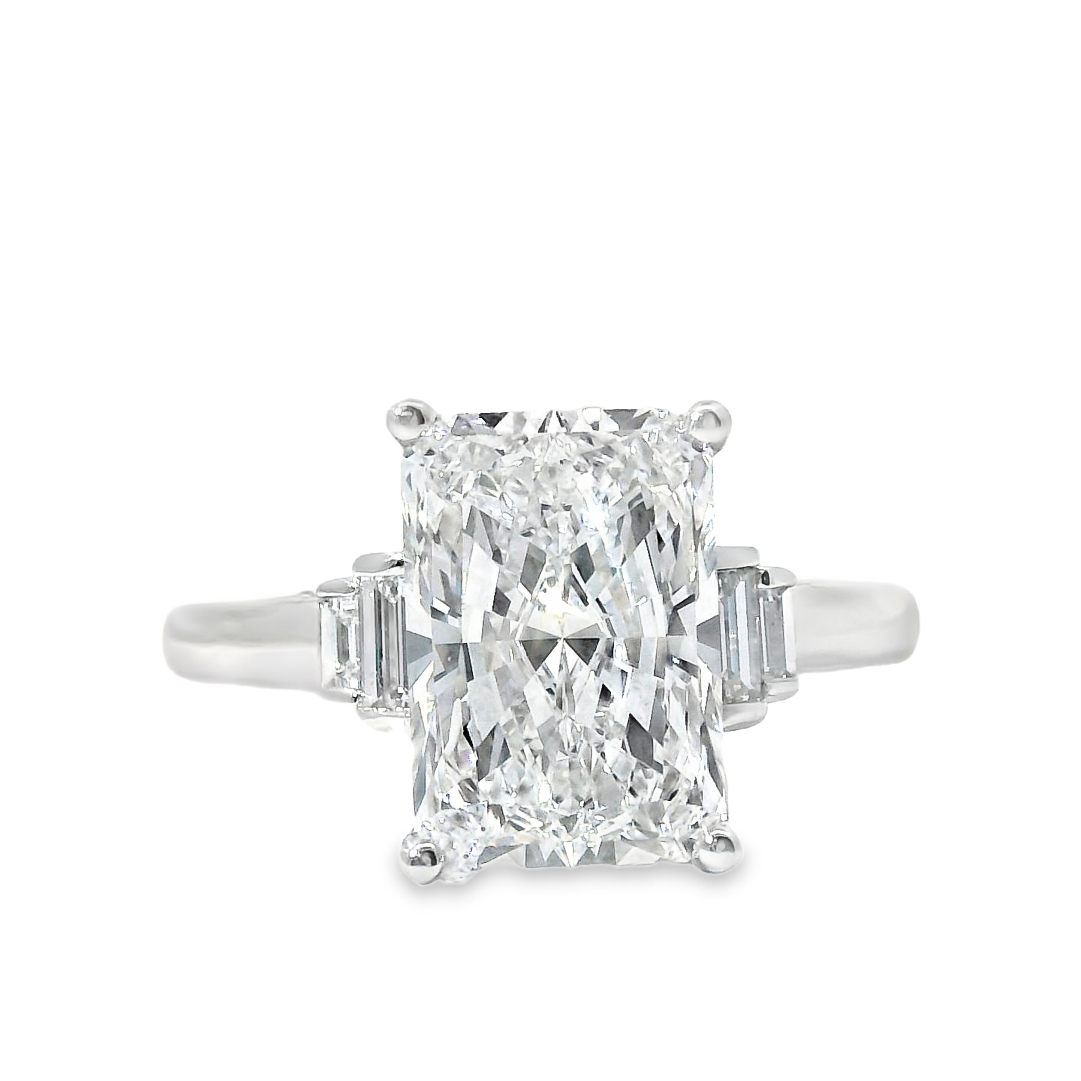 3.76CT E VS2 Radiant Cut LAB Diamond IGI Certified Set in 14K White Gold w/ 1/2cttw Lab Accent Diamonds  