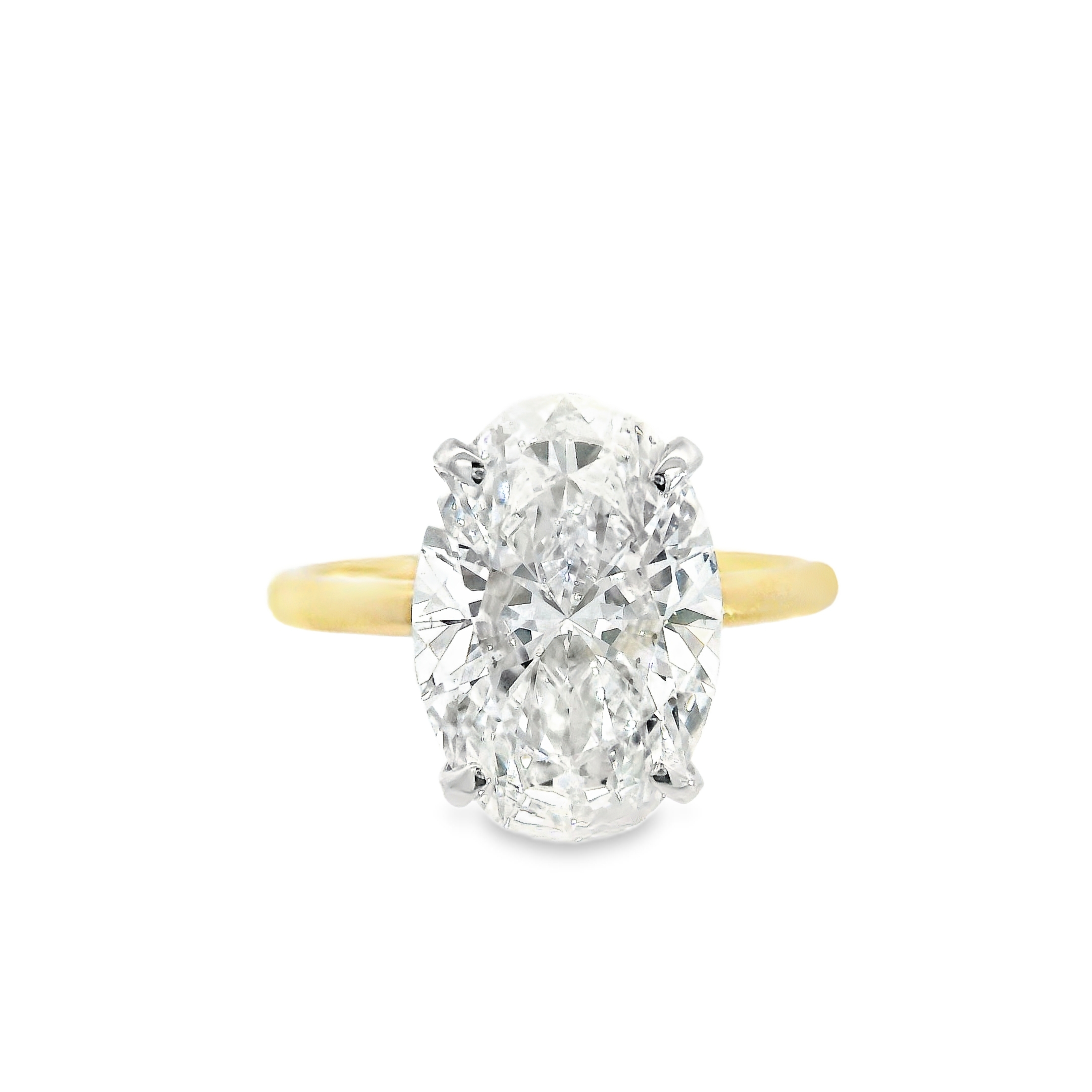 3.88CT F VS1 OVAL LAB Diamond IGI Certified Set in 14K 2-Tone 14 Gold w/0.07cttw LAB Hidden Halo