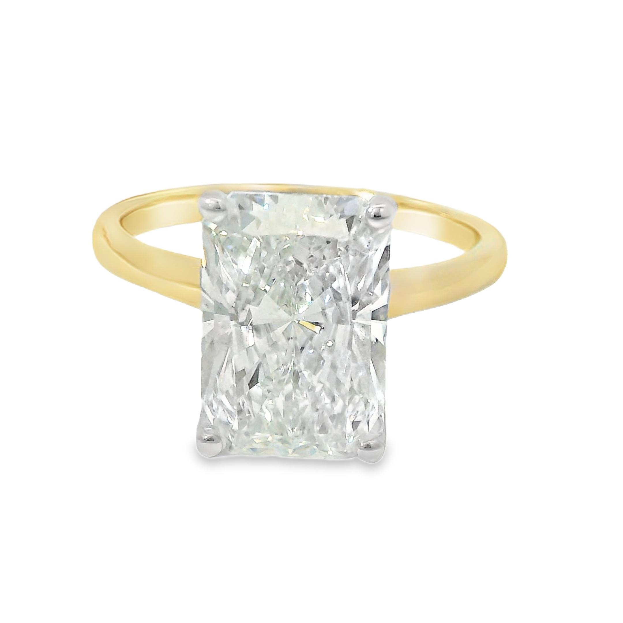 4.01ct E VS2 Radiant Cut LAB Diamond IGI Certified Set in 14K Gold w/ 0.13cttw Hidden Halo