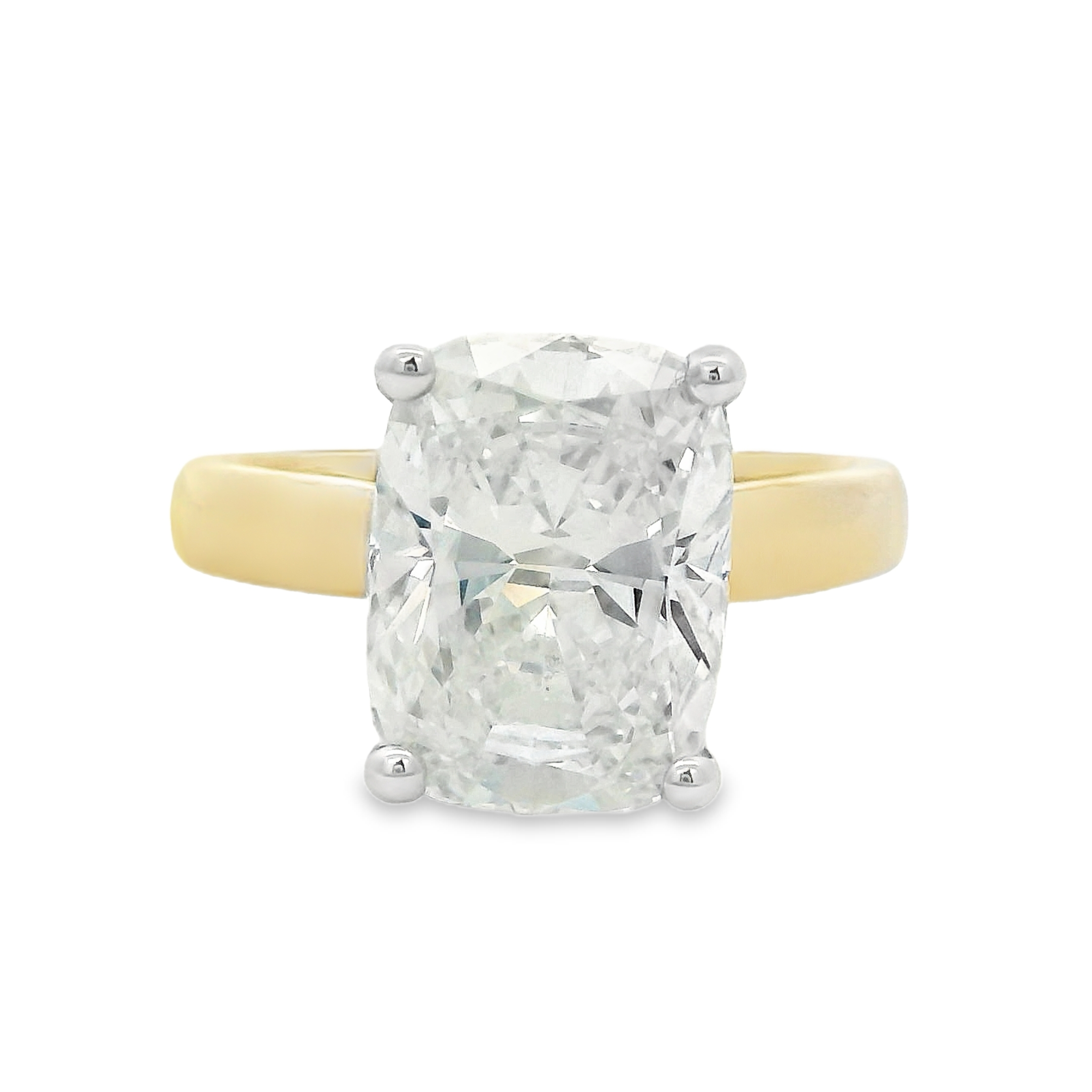 4.27CT E VS1 Cushion Cut LAB Diamond IGI Certified Set in 14K Gold w/0.04cttw Accent Stones