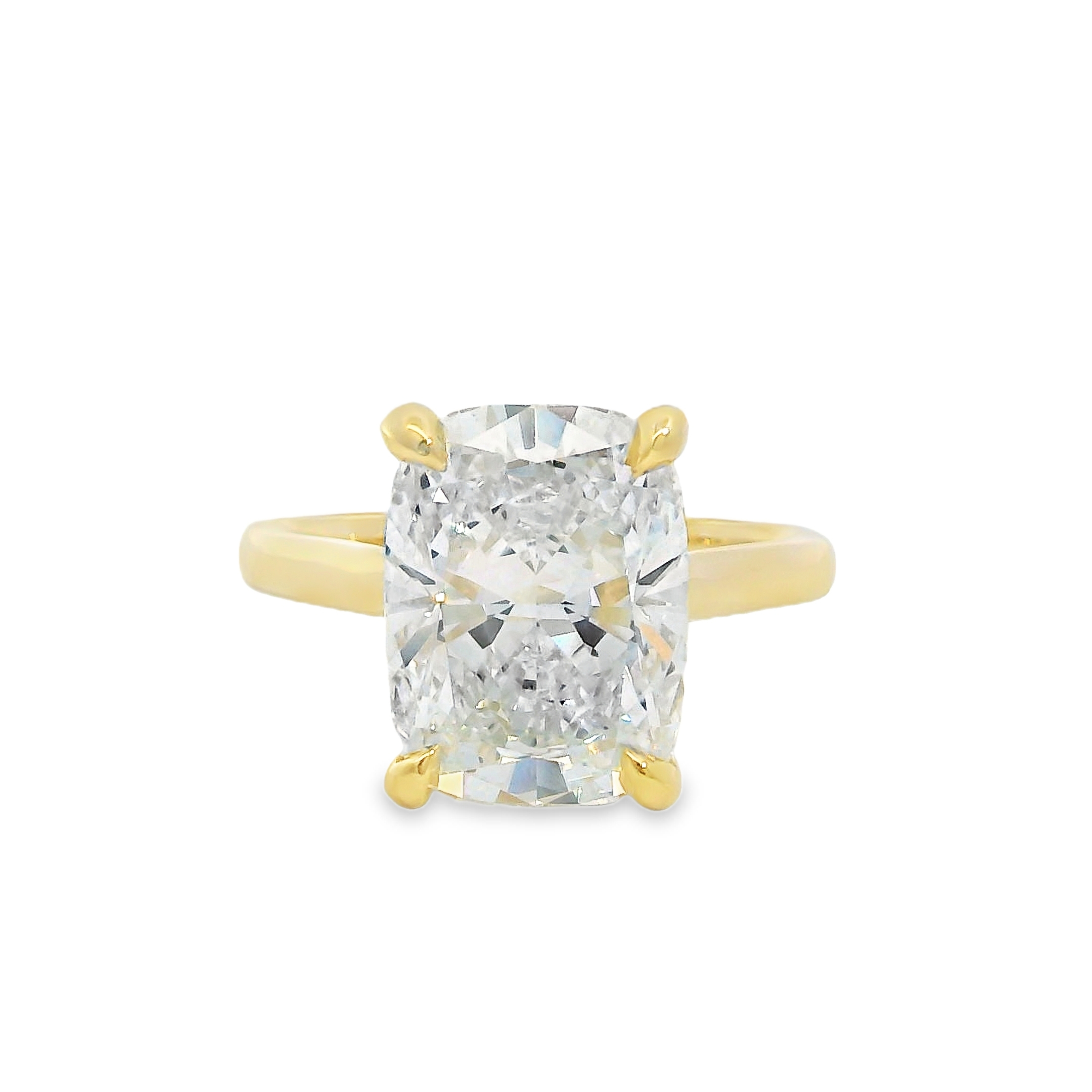 5.01CT E VS1 Cushion Cut LAB Diamond IGI Certified Set in 14K Yellow Gold