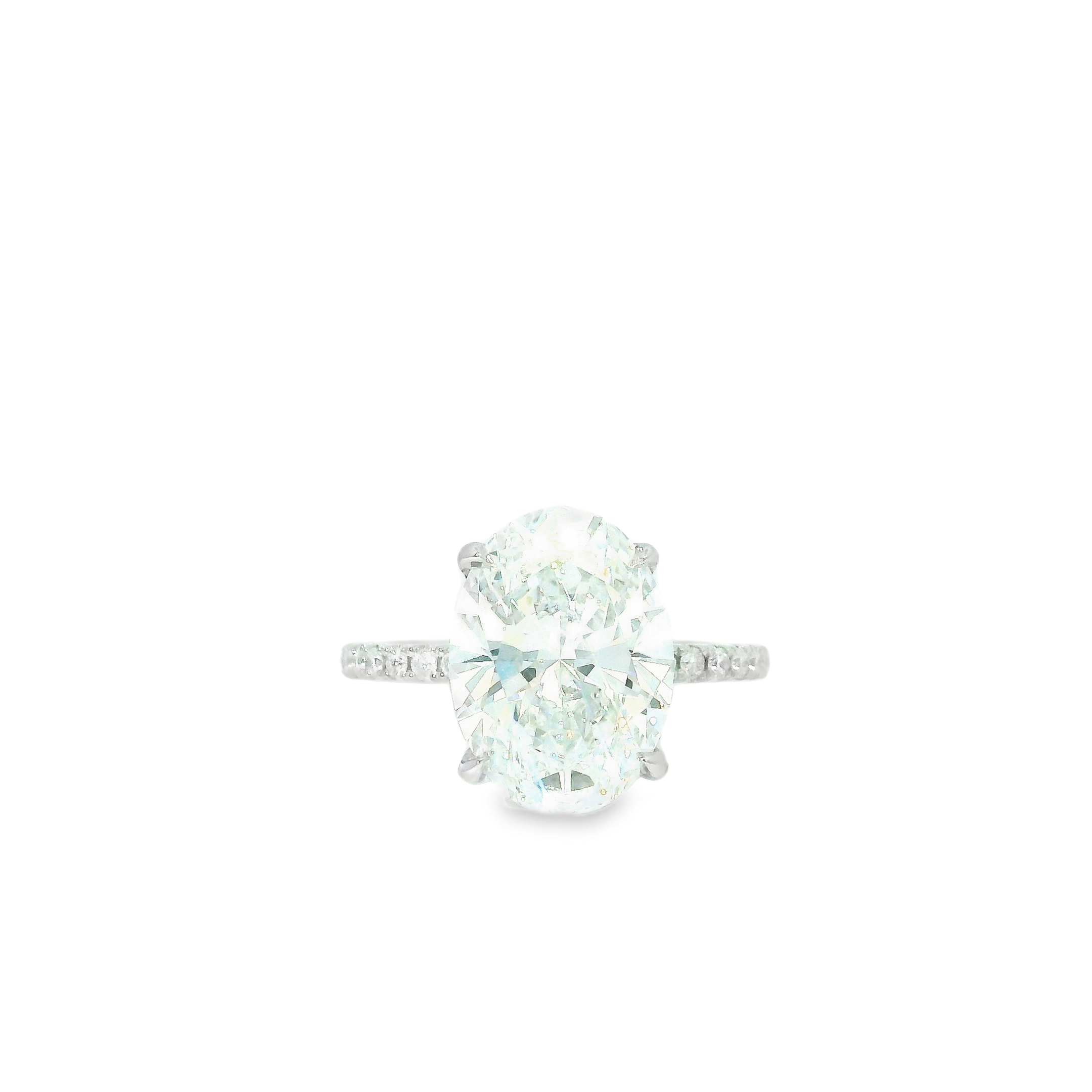 5.10CT D VS1 Oval Brilliant LAB Diamond - IGI Certified - Set in Platinum w/ 0.21cttw Natural Accent Diamonds