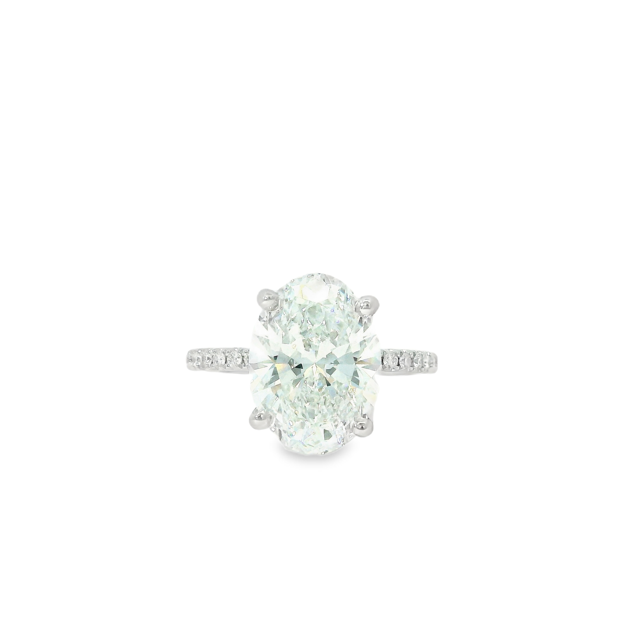 5.10CT D VS1 Oval Brilliant LAB Diamond - IGI Certified - Set in Platinum w/ 0.21cttw Natural Accent Diamonds