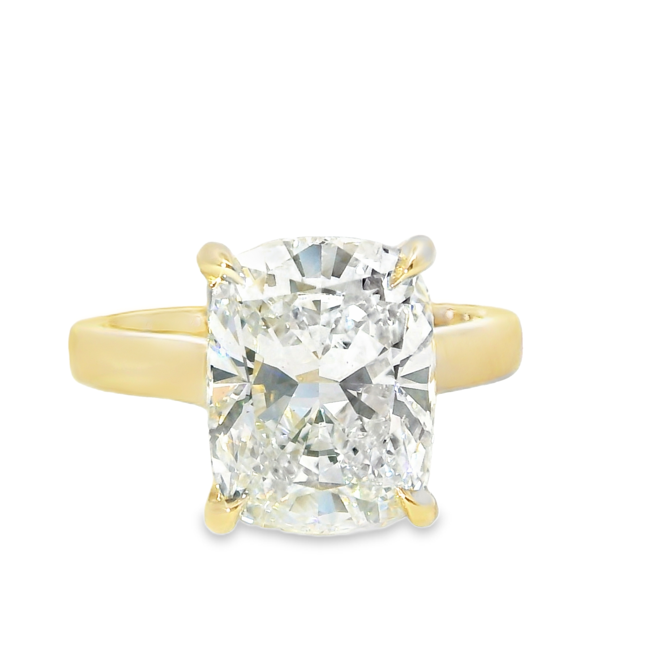 5.11CT F VS2 Elongated Cushion Cut LAB Diamond IGI Certified Set in 14K Yellow Gold