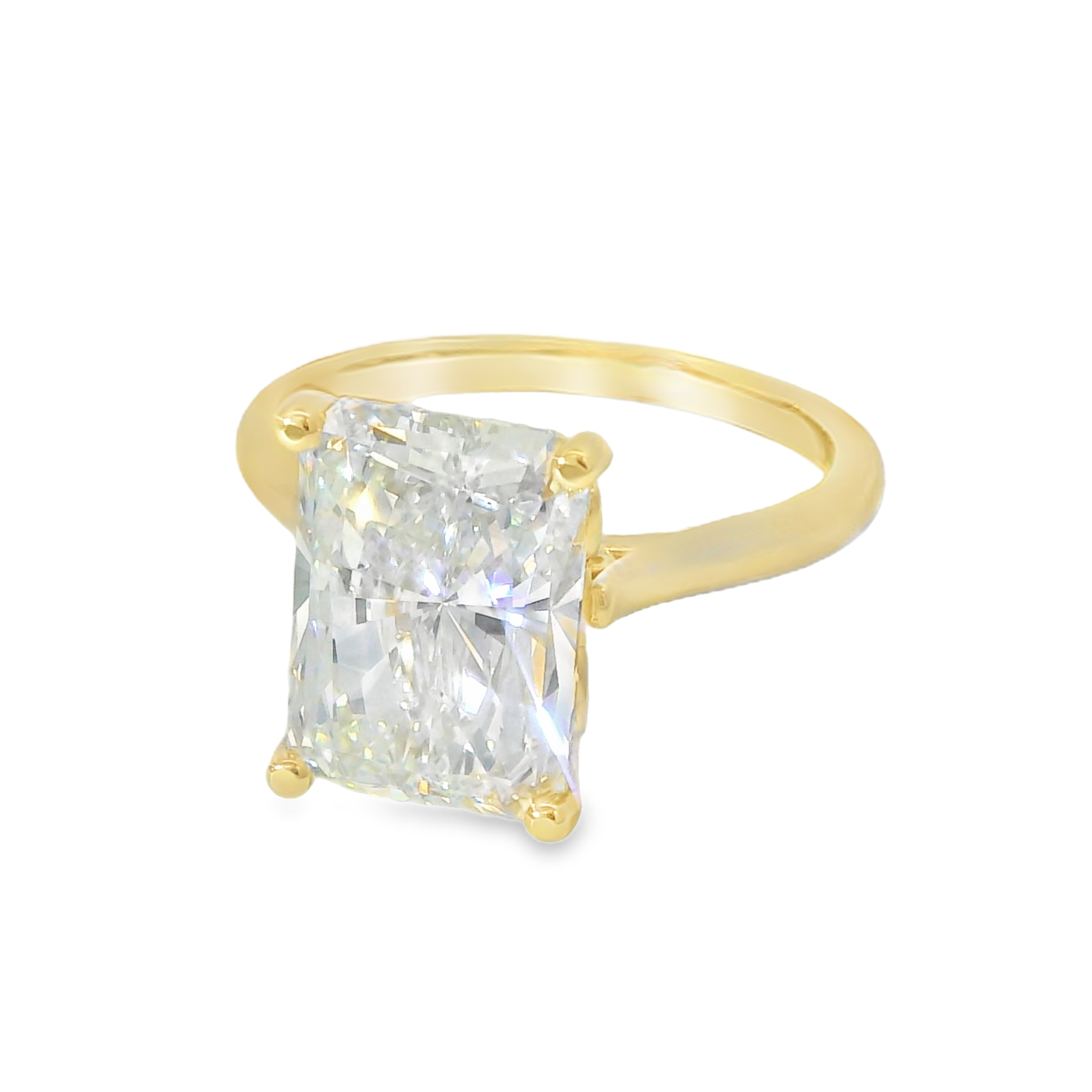 5.14ct Radiant Cut F VS1 LAB Diamond IGI Certified Set in 14K Yellow Gold