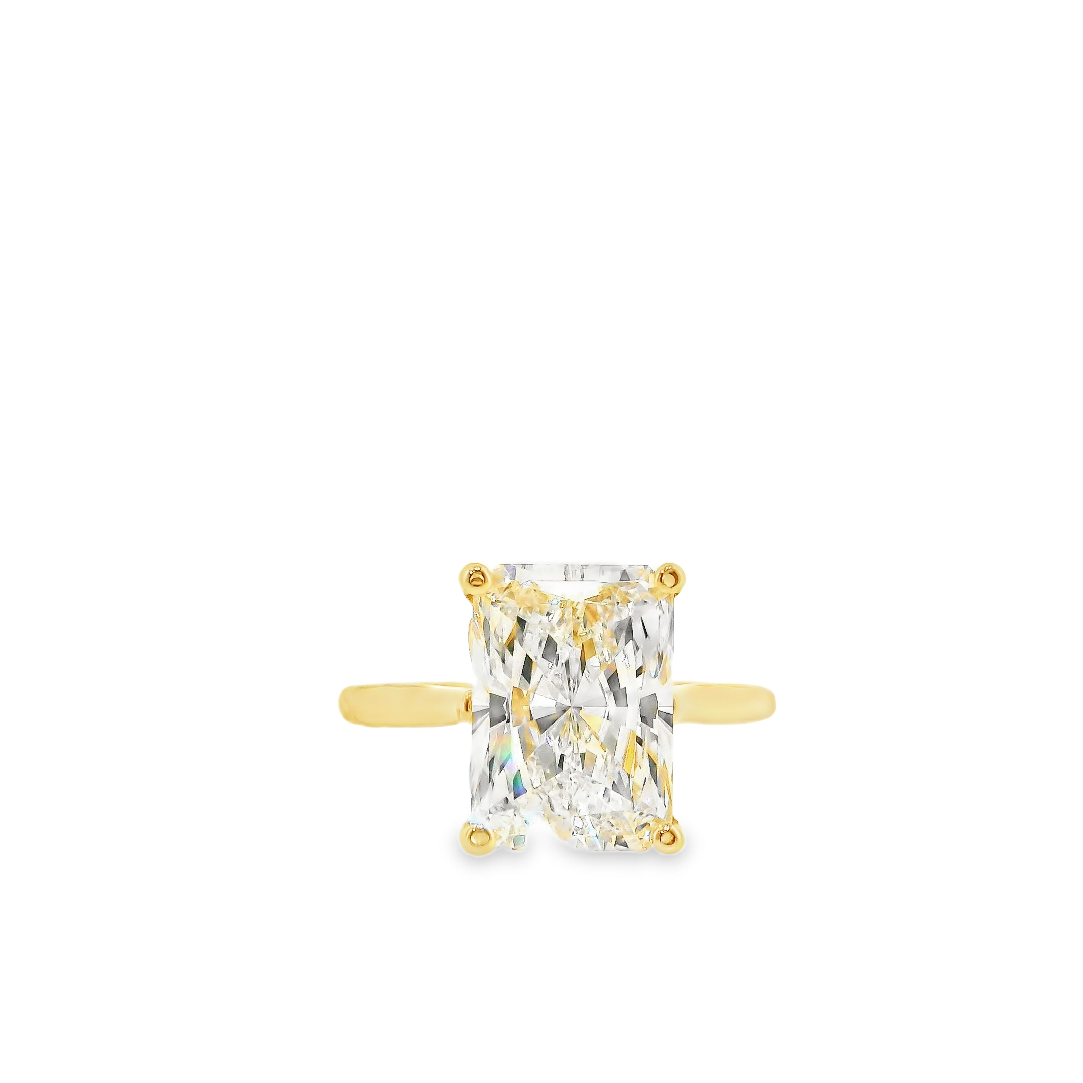 5.14ct Radiant Cut F VS1 LAB Diamond IGI Certified Set in 14K Yellow Gold