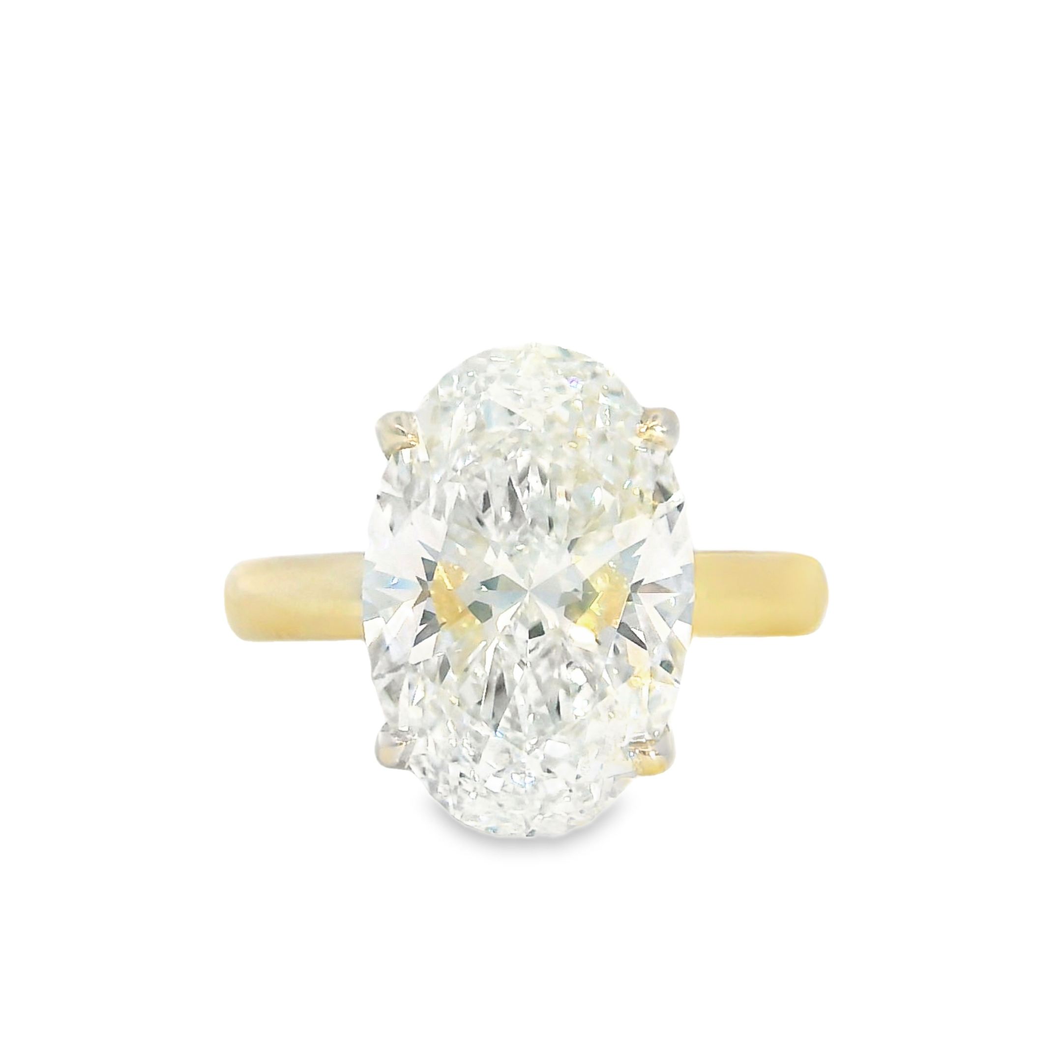 6.03CT F VS1 OVAL LAB Diamond IGI Certified Set in 14K Yellow Gold