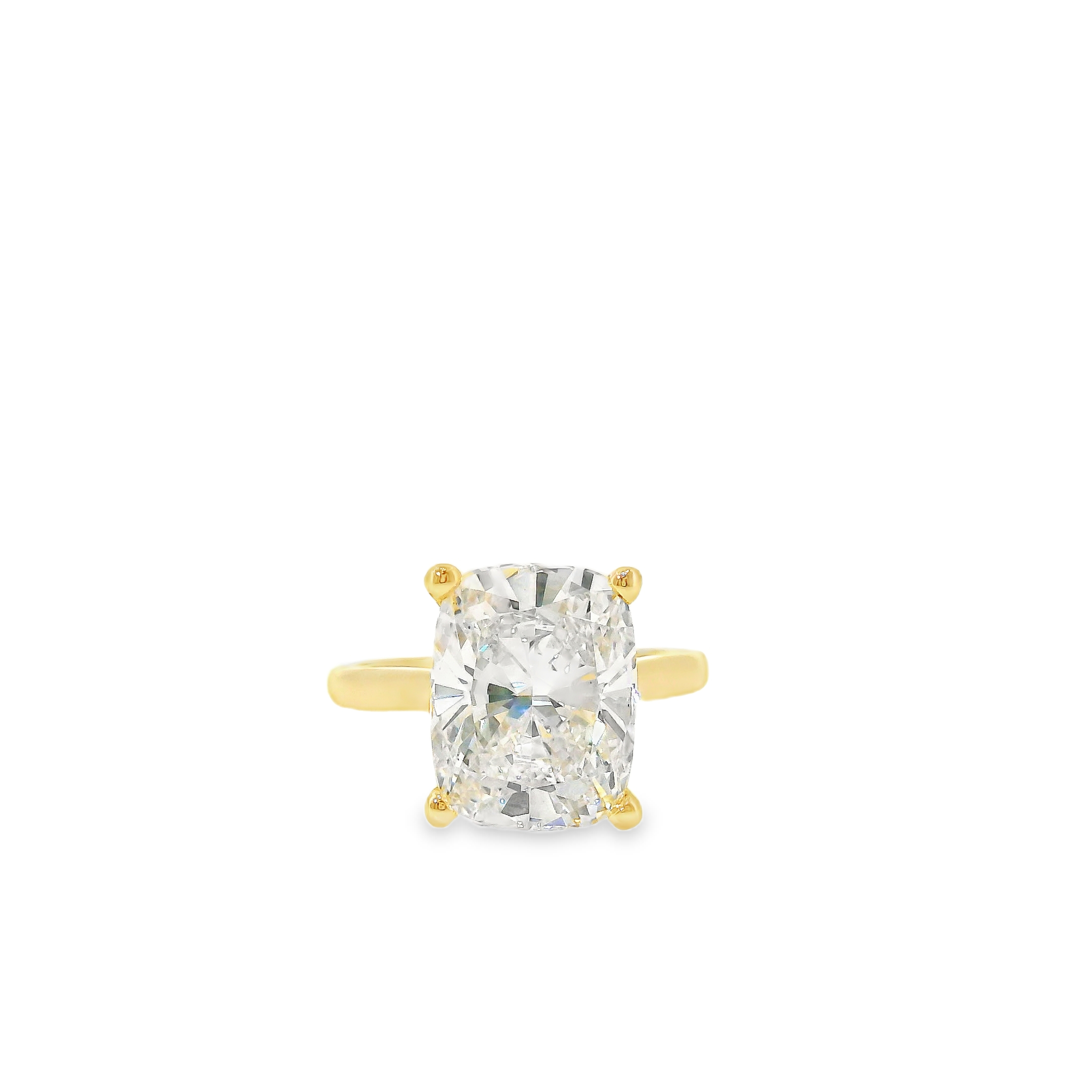 6.10CT F VS2 Cushion Cut LAB Diamond IGI Certified Set in 14K Yellow Gold