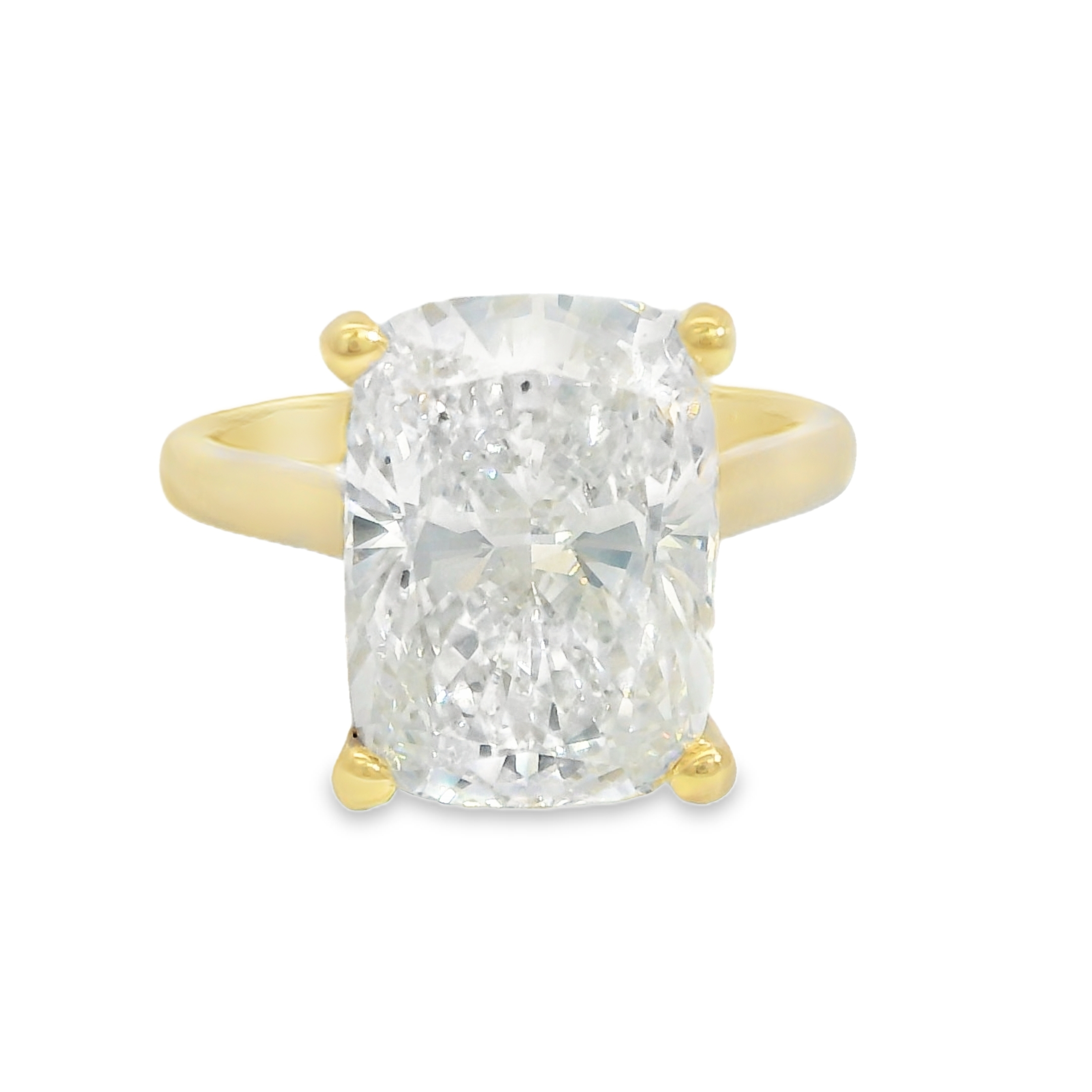 6.10CT F VS2 Cushion Cut LAB Diamond IGI Certified Set in 14K Yellow Gold