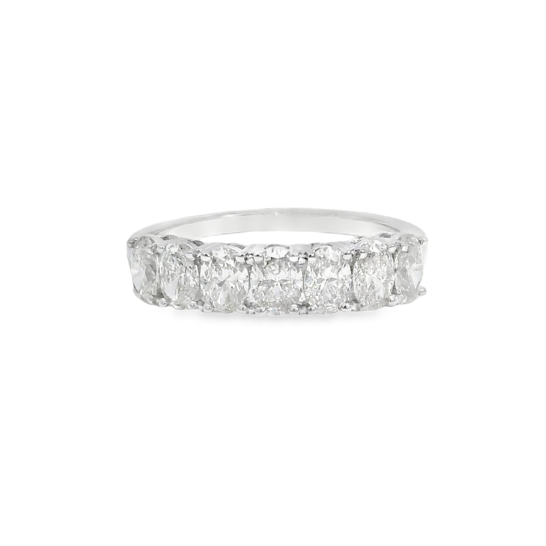7 Stone 1.29cttw Oval Cut LAB Diamond Band Set in 14K White Gold