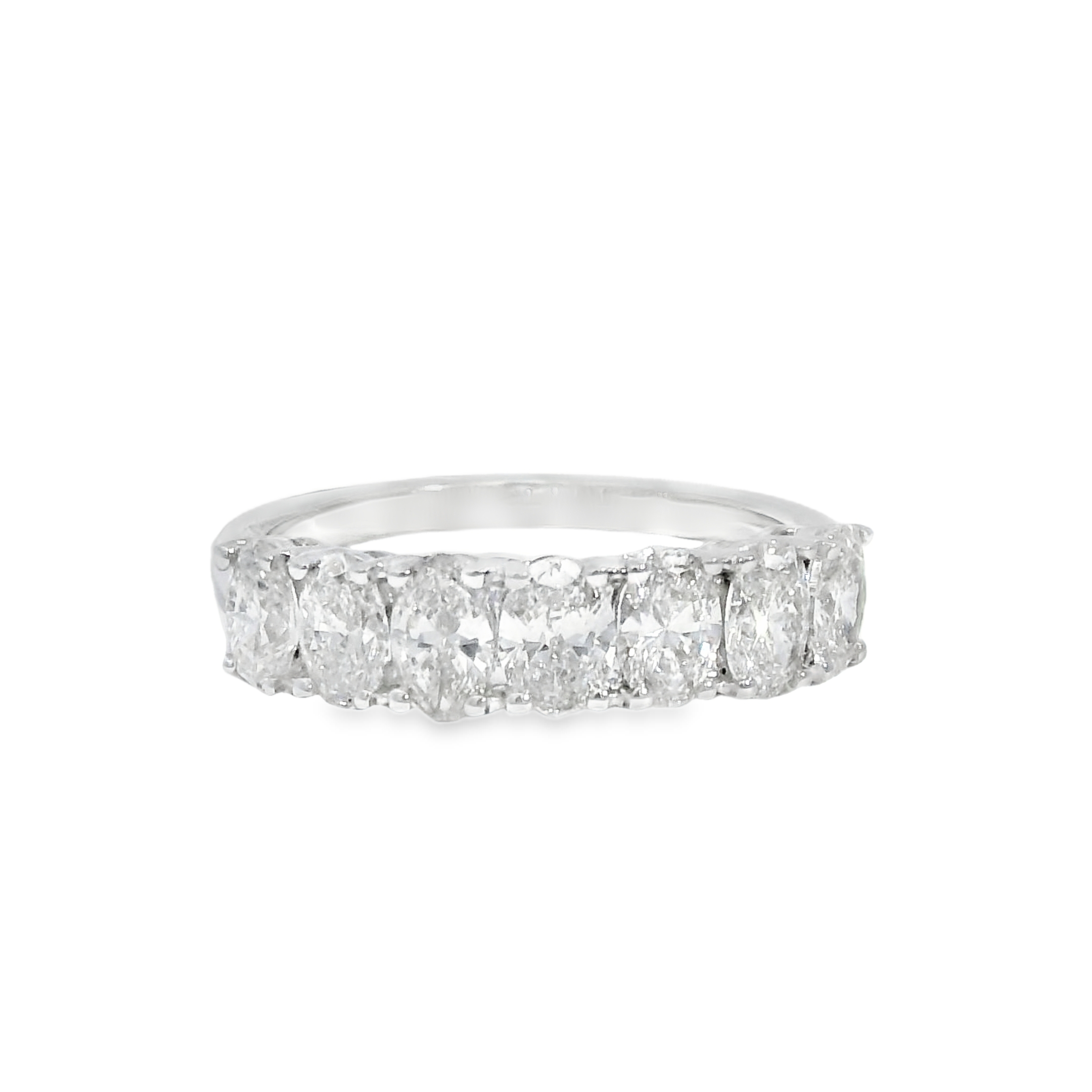 7 Stone 1.60cttw Oval Cut LAB Diamond Band Set in 14K White Gold 