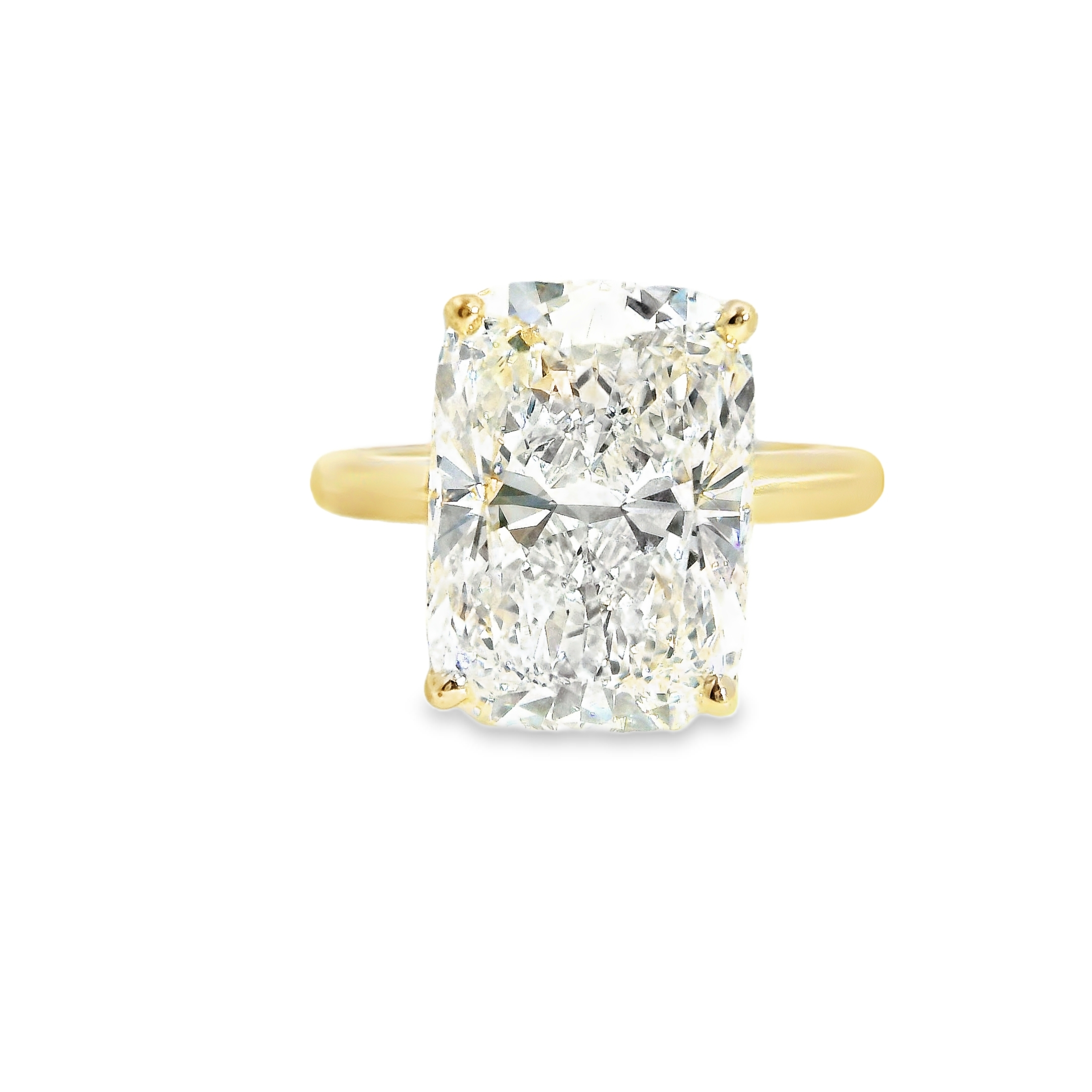 8.12CT E VS1 Elongated Cushion Cut LAB Diamond Set in 14K Yellow Gold
