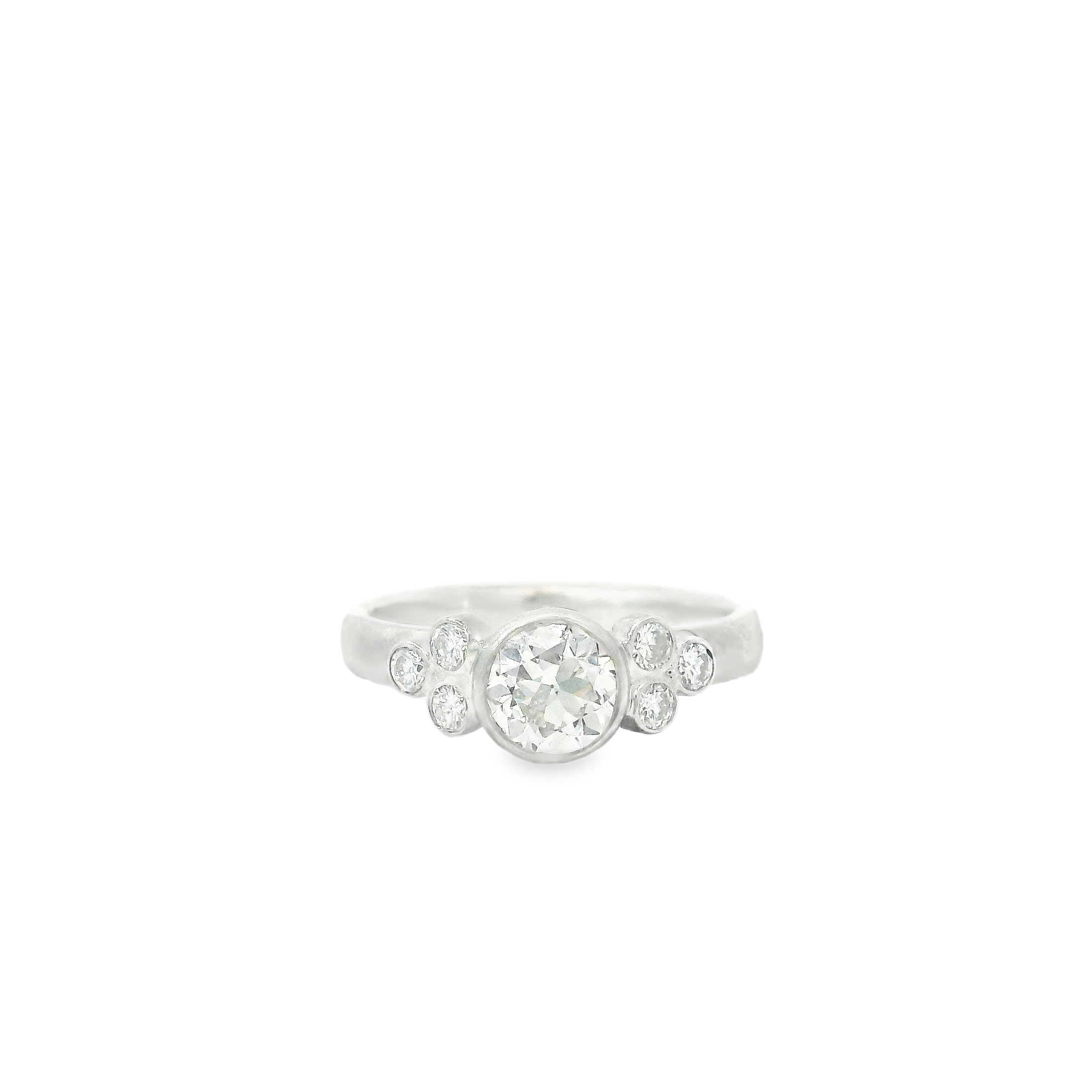 Estate Natural Diamond Ring w/ approximately 1/2ct Center stone and 6 accent stones totaling 1/4ct Set in 14K White Gold 