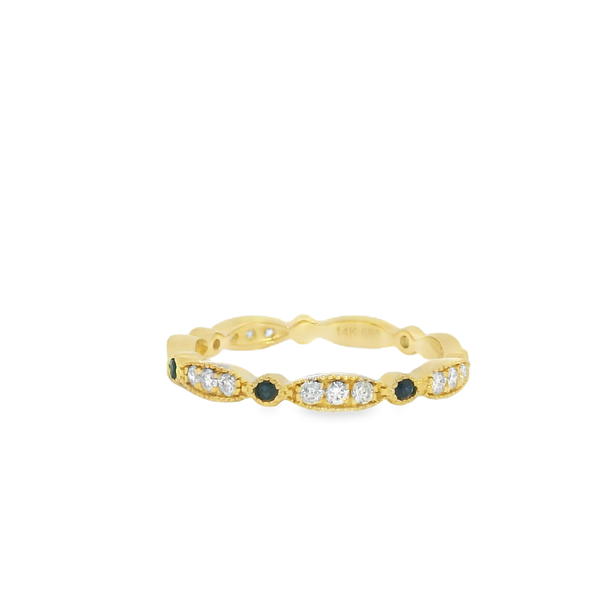 Fancy Natural Diamond & Sapphire Band - 0.23cttw Dia - 0.23ct  Sapphire - 14K Yellow Gold