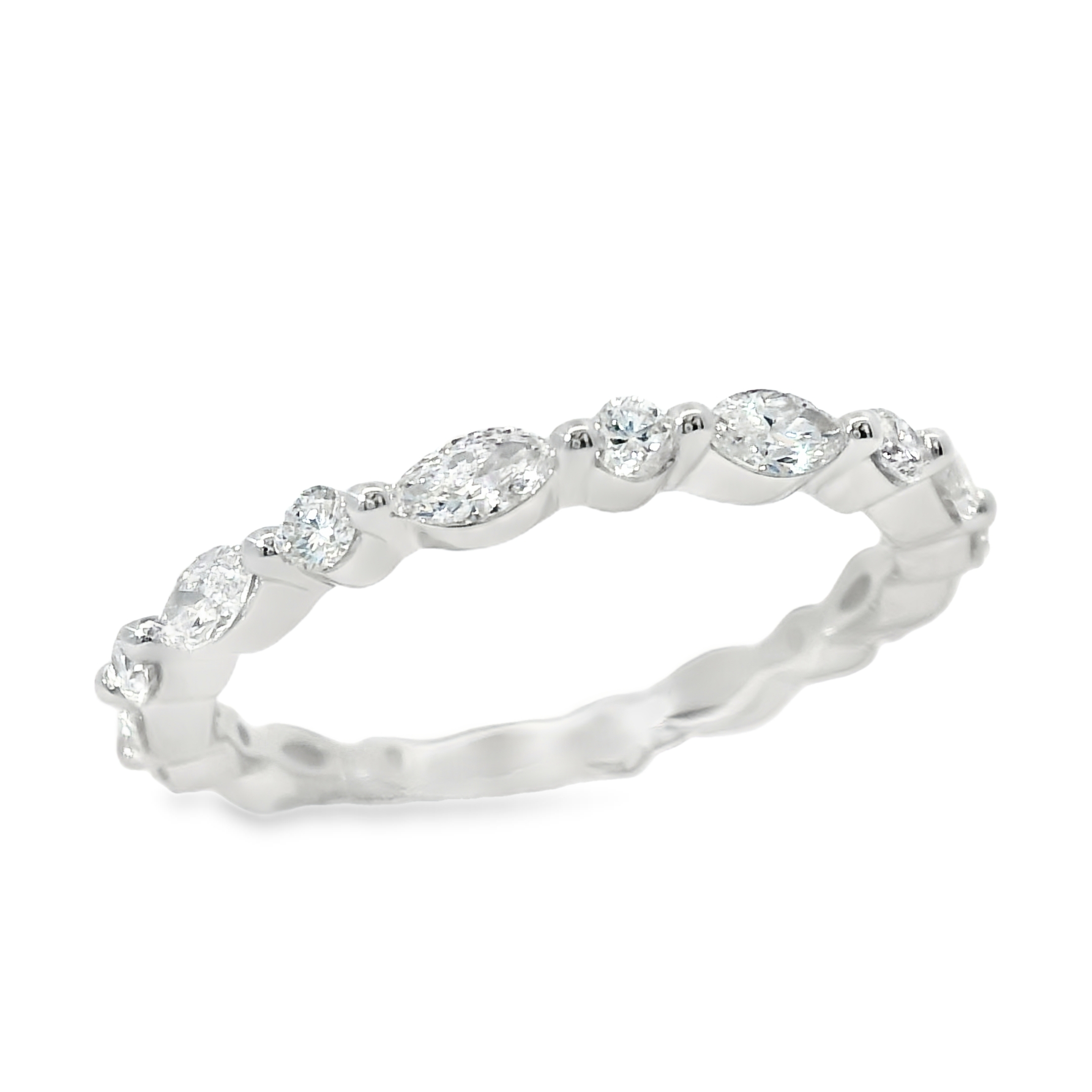Mixed Shape Round & Marquise LAB Diamond Eternity Band Set in 14K White Gold - 0.78cttw