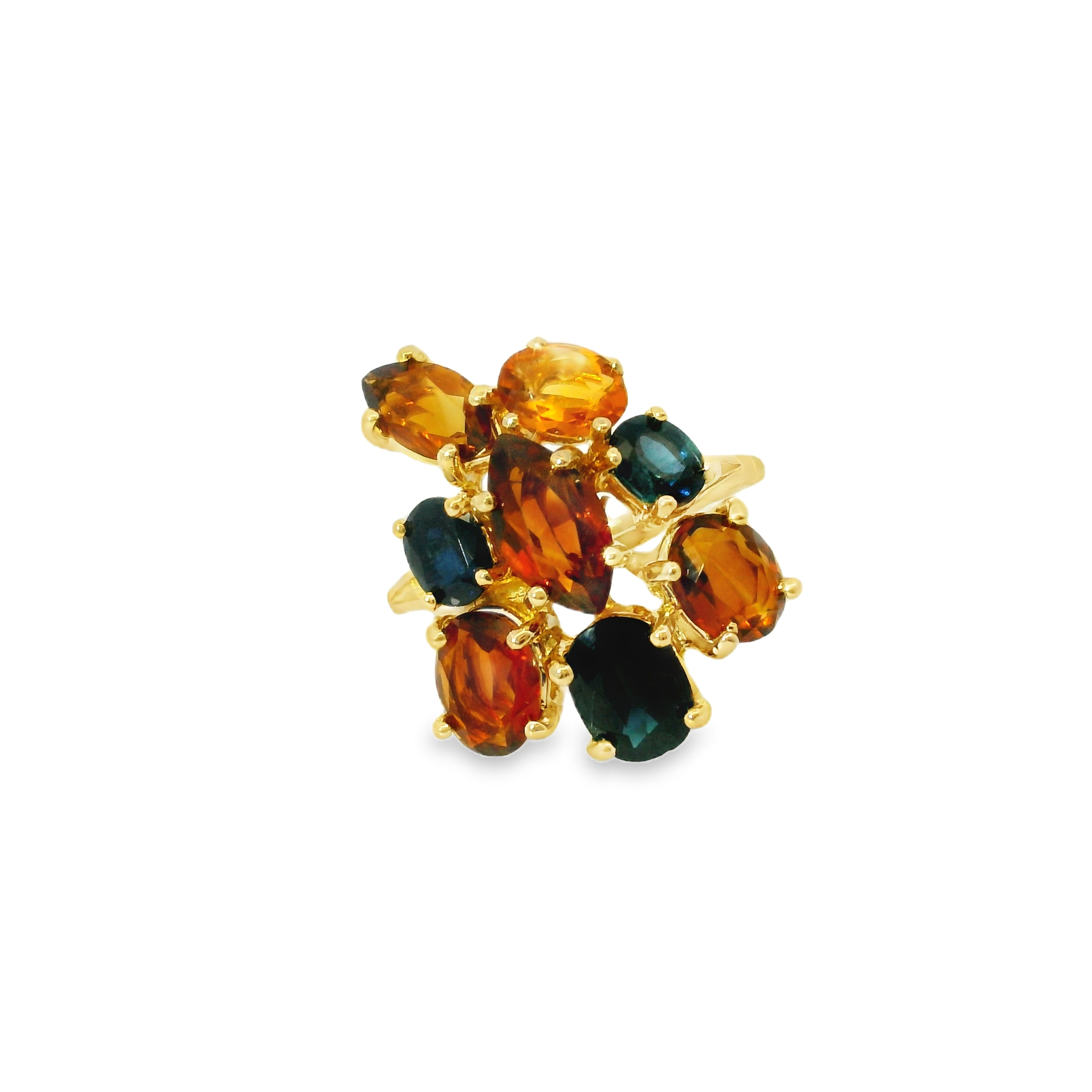 Multi Colored Multi Shaped Quartz Gemstones Set n 14K Yellow Gold - Estate