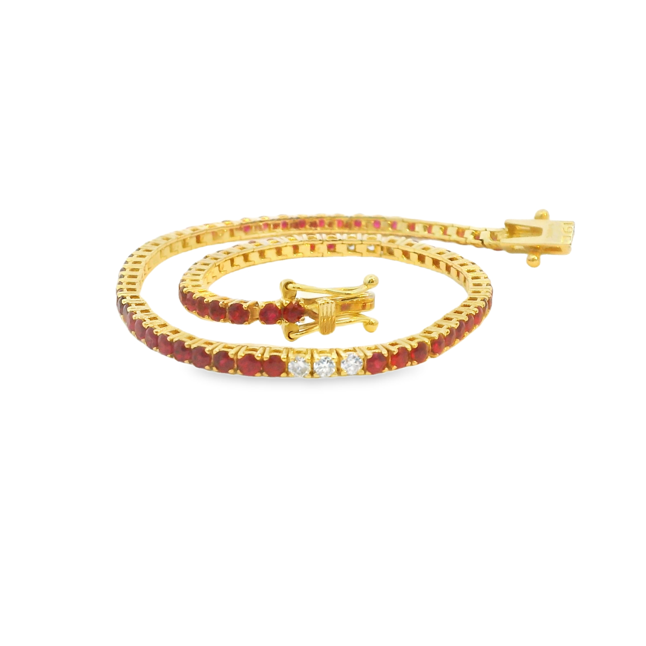 Natural Diamond and Ruby Bracelet Set in 14K Yellow Gold - 0.35cttw Diamond - 2.65cttw Ruby