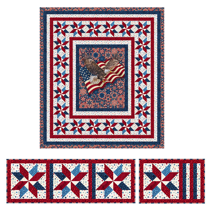 Wings Of Freedom Quilt 76x86, 4 - Placemats 12x18 & Table Runner 12x36 Pattern