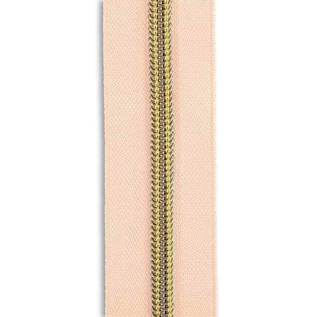 Vintage Peach #5 Gold Metallic Nylon Coil Continuous Zipper Roll - 3 Yards