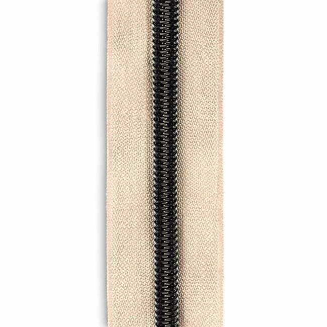 Vintage Peach #5 Gunmetal Metallic Nylon Coil Continuous Zipper Roll - 3 Yards