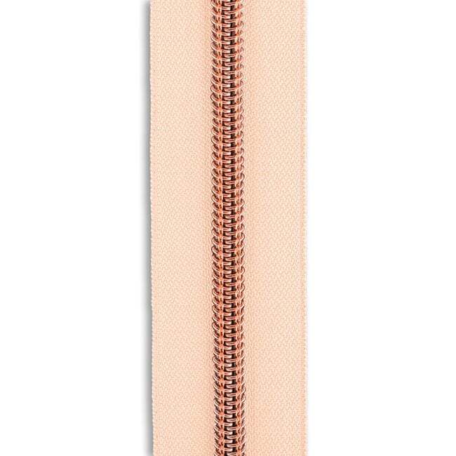 Vintage Peach #5 Rose Gold Metallic Nylon Coil Continuous Zipper Roll - 3 Yards