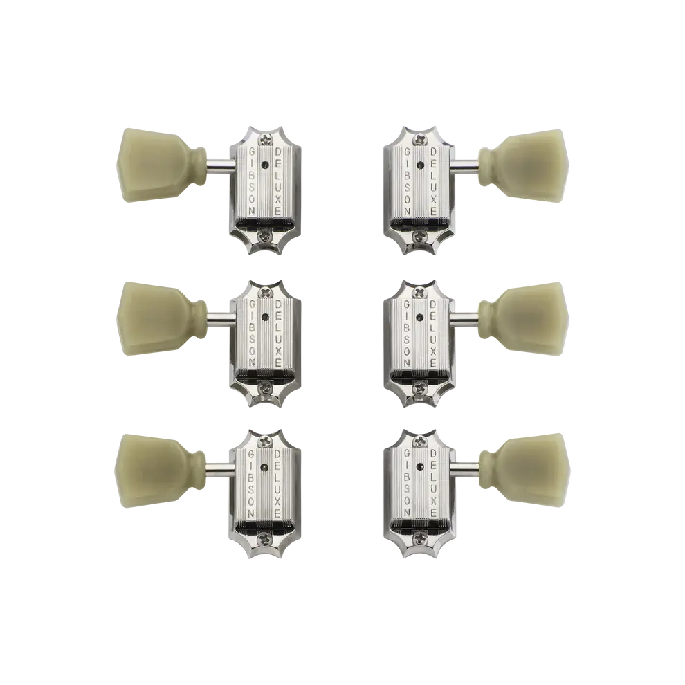 Gibson Parts - Vintage Tuning Machine Heads - Nickel with Green Buttons