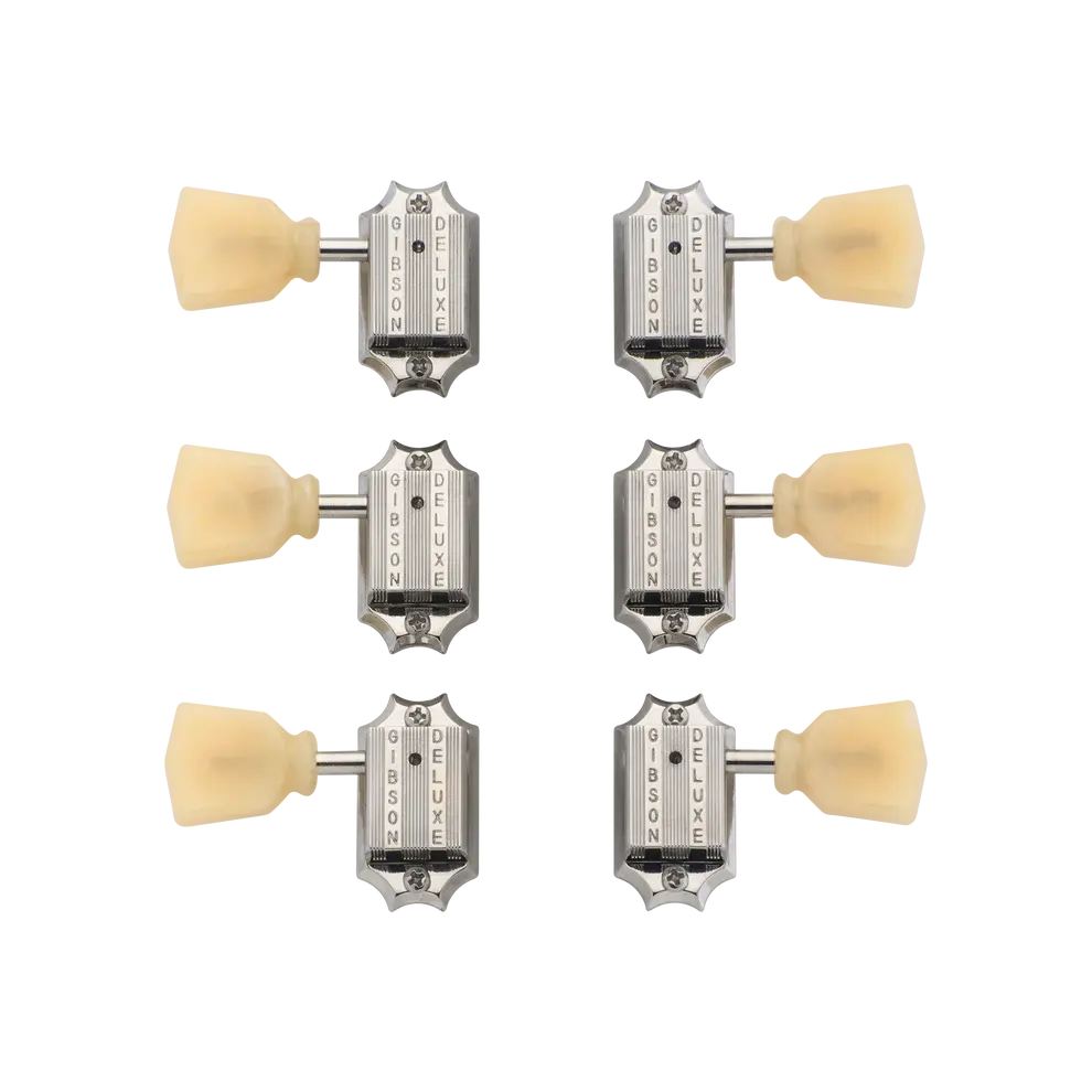 Gibson Parts - Vintage Tuning Machine Heads - Nickel with Yellow Buttons