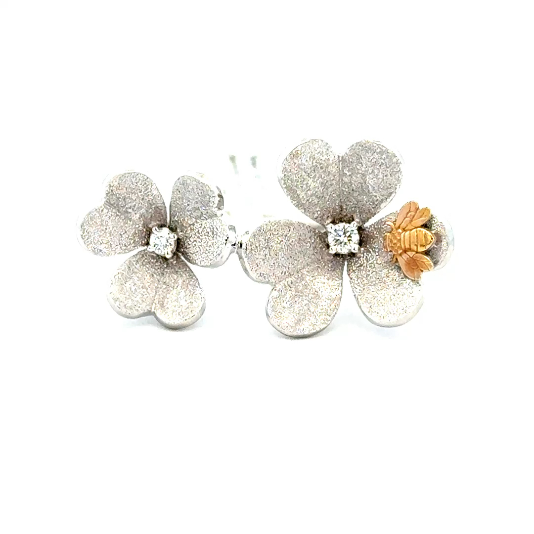 0.25cttw Flower Ring | Flower Diamond Ring | Floral Rings for Women | 14k White Gold