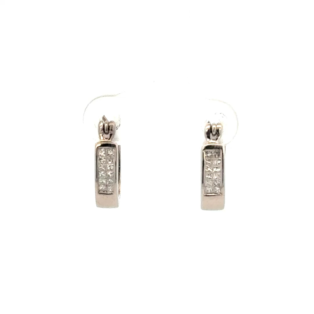 0.82cttw Princess Cut Diamond Earring | Diamond Princess Cut Earrings | Princess Cut Diamond Hoop Earrings