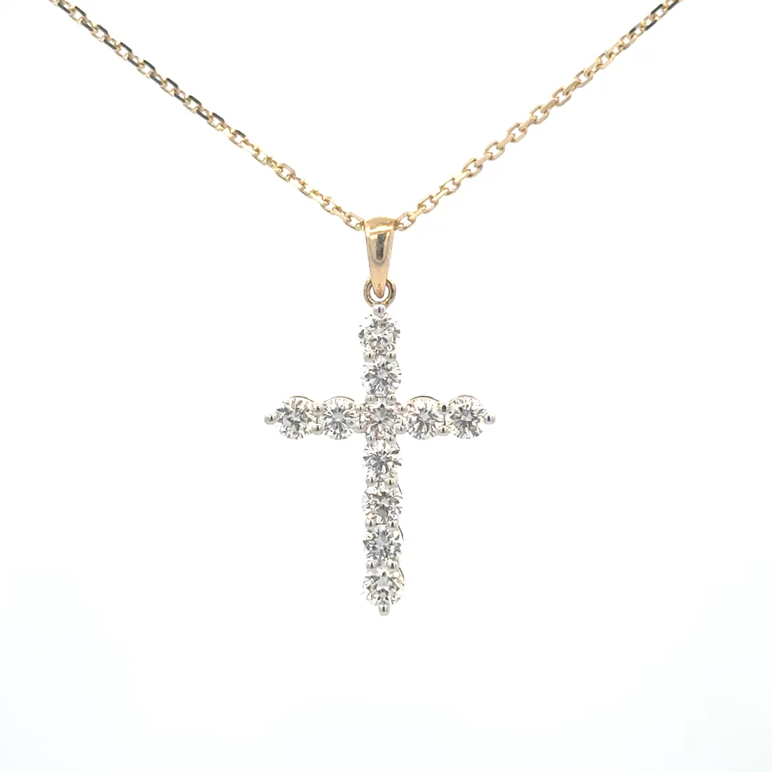 1.10cttw Diamond Cross Pendant Necklace | Small Cross Pendant | Cross Diamond Pendant | Gold Diamond Cross Pendant