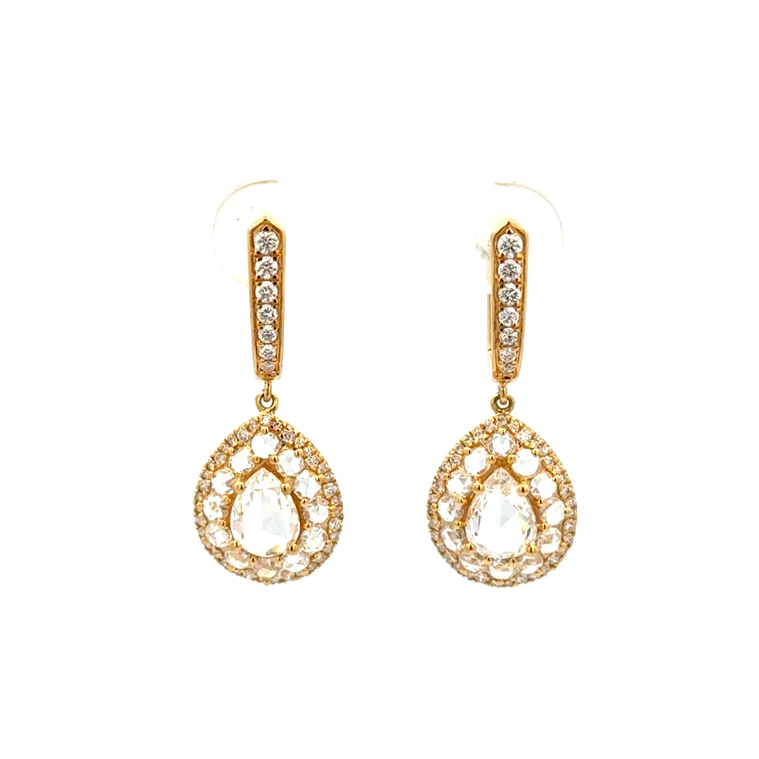 2.07cttw Diamond Pear Drop Earrings | Pear Shaped Drop Diamond Earrings | Pear Shaped Drop Earrings