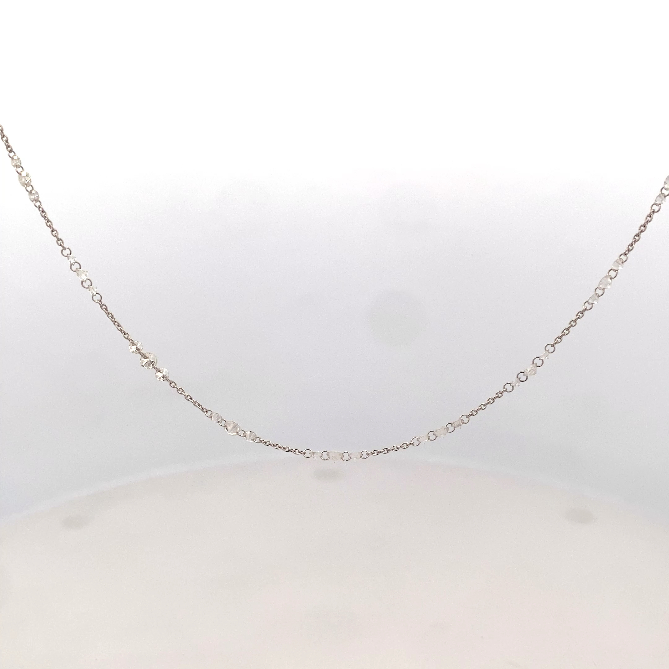 2.10cttw Natural Diamond and Gold Necklace | 18K White Gold Diamond Necklace | Round Rose Cut Diamond Necklace