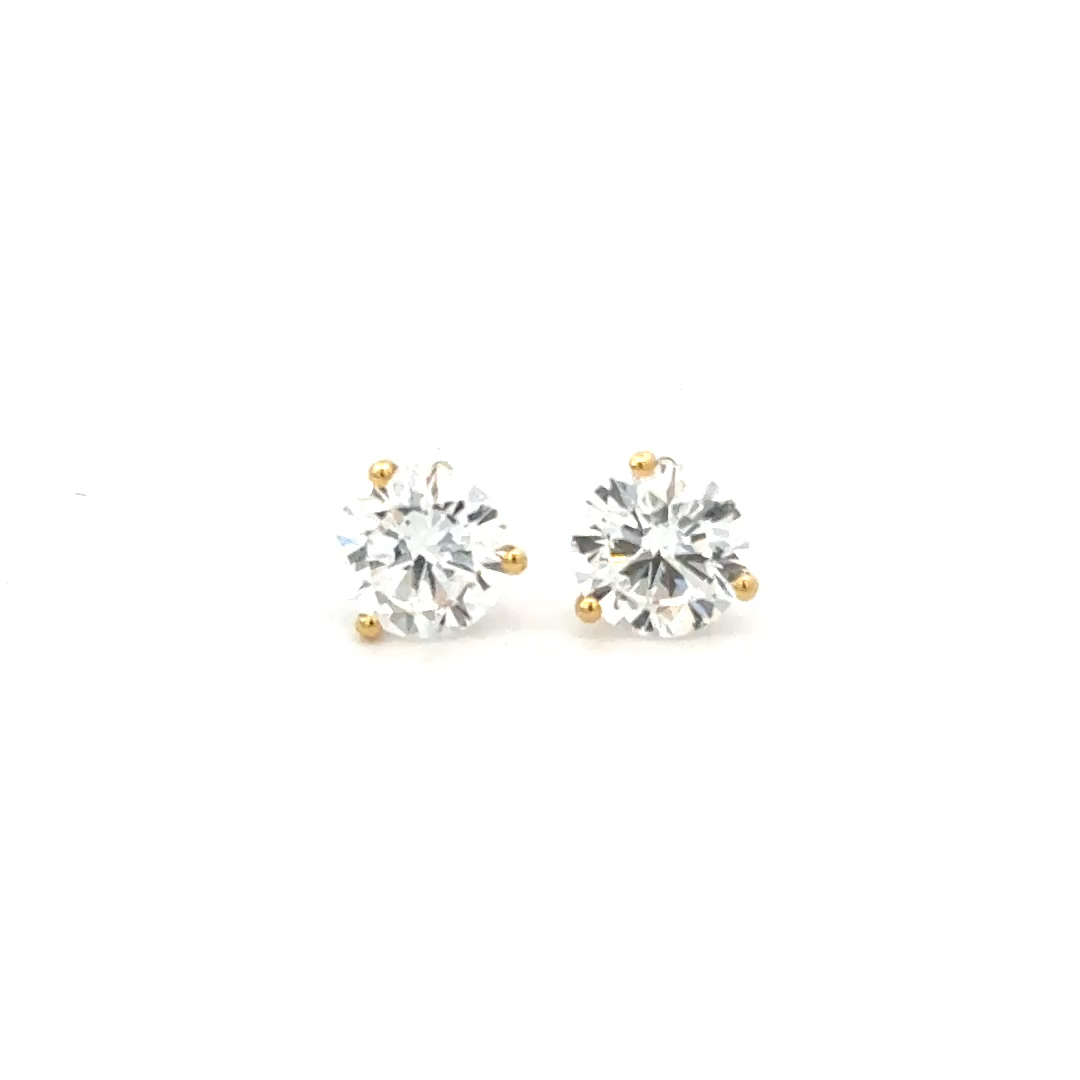 2.14cttw Lab Diamond Stud Earrings | 3 Prong Diamond Stud Earrings | Diamond Stud Earrings