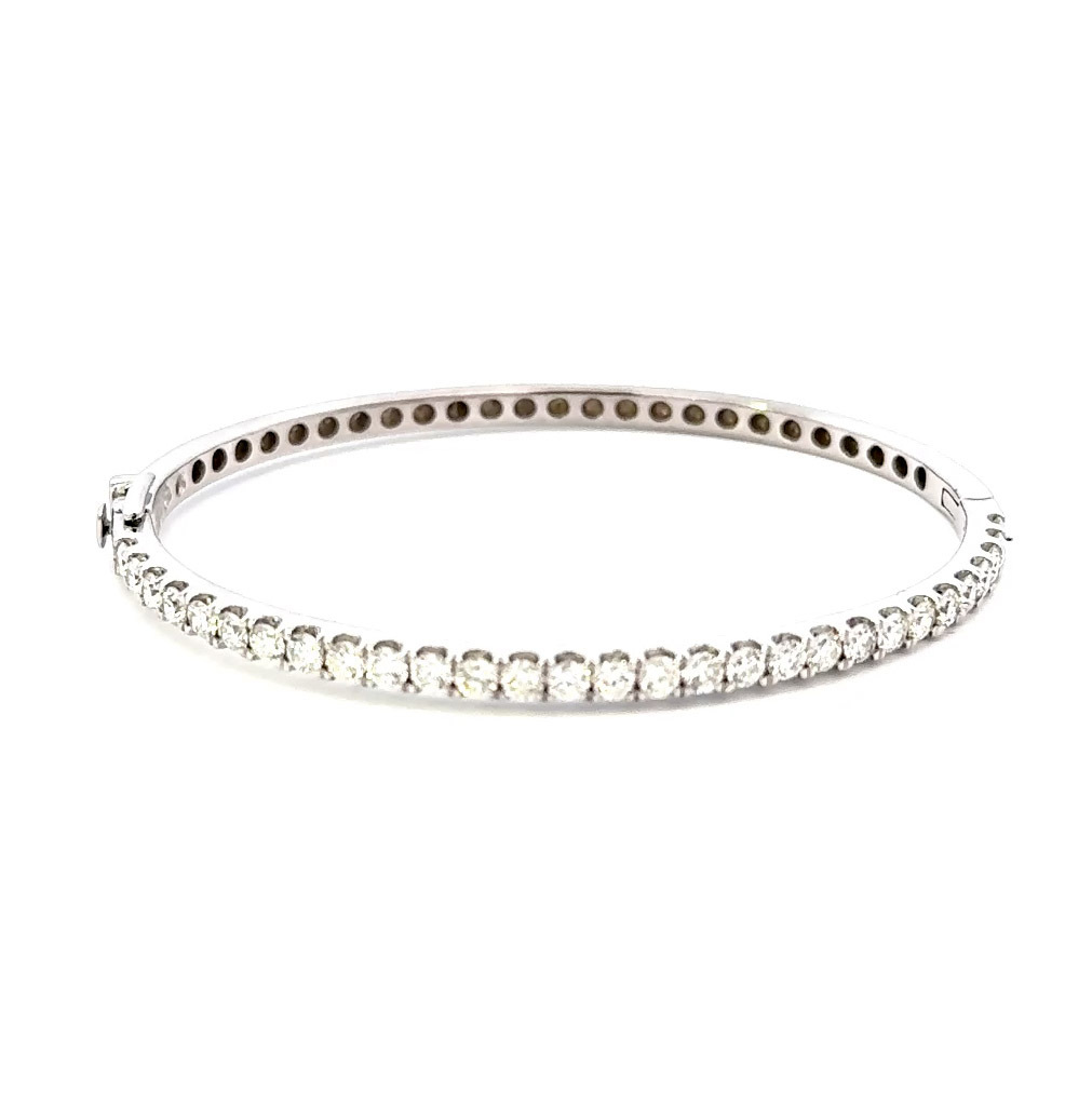 2.19cttw Diamond Bangle Bracelet White Gold | Gold And Diamond Bangle Bracelet | Diamond White Gold Bangle Bracelet