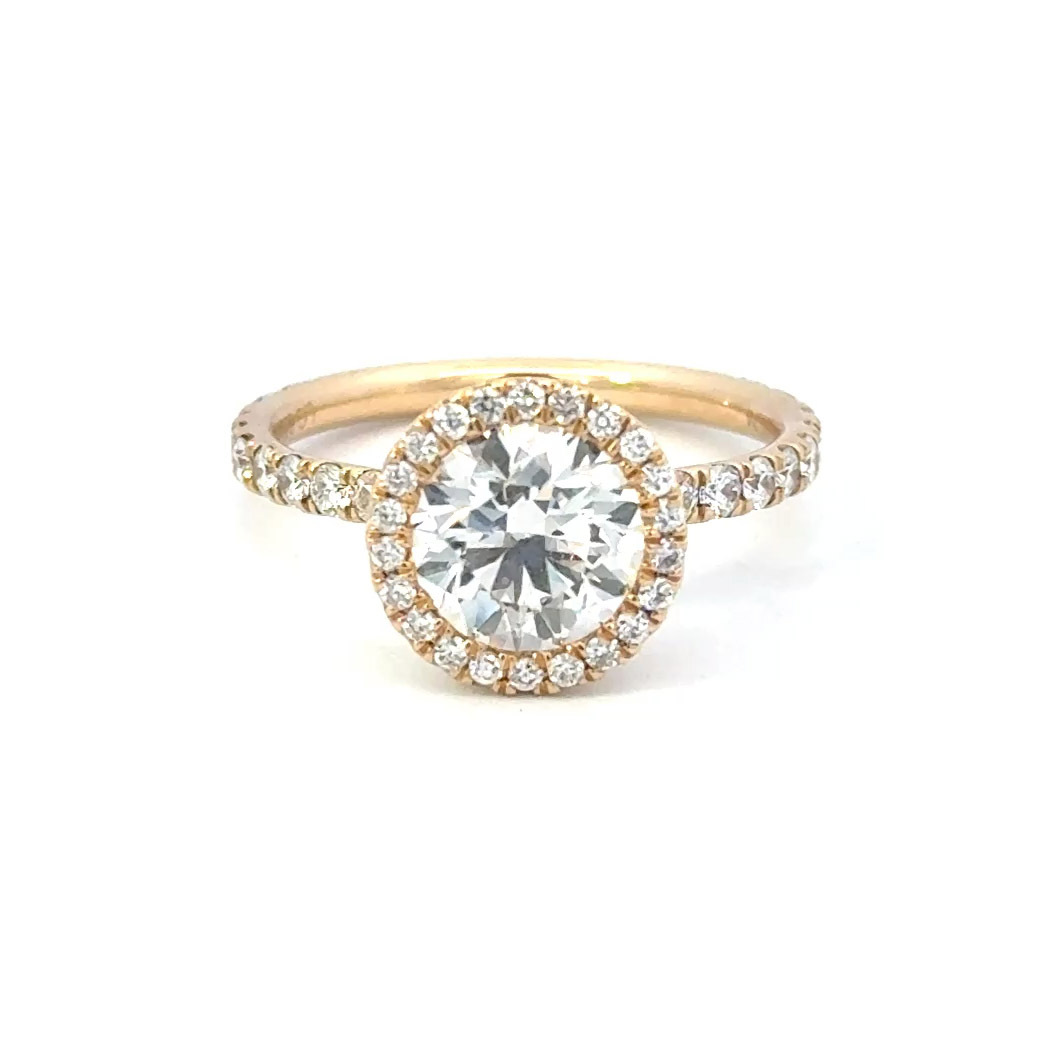 2.48cttw Round Halo Diamond Ring | Halo Ring With Round Diamond | Round Diamond Ring With Halo | 14k Gold