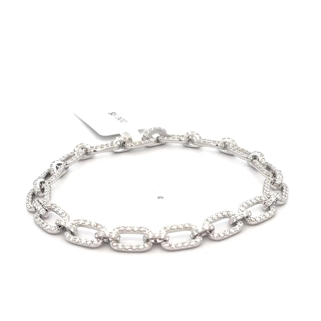 3.00cttw Diamond Paperclip Bracelet | Dainty Diamond Paperclip Bracelet | Natural Diamond Paperclip Bracelet | 14k White Gold