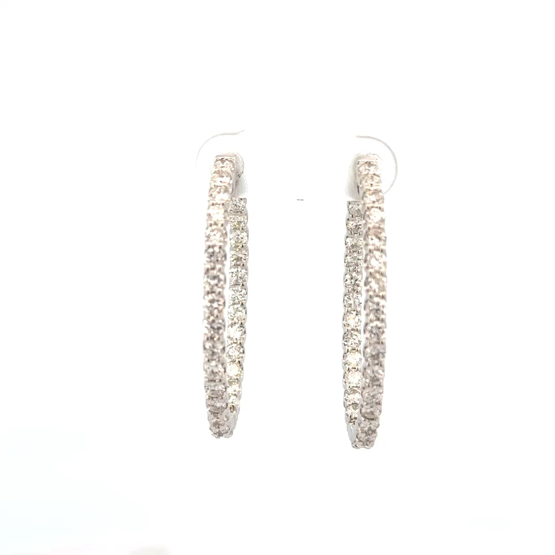 3.20cttw In And Out Diamond Hoop Earrings | Women's Hoop Diamond Earrings | 14k White Gold Hoop Earrings