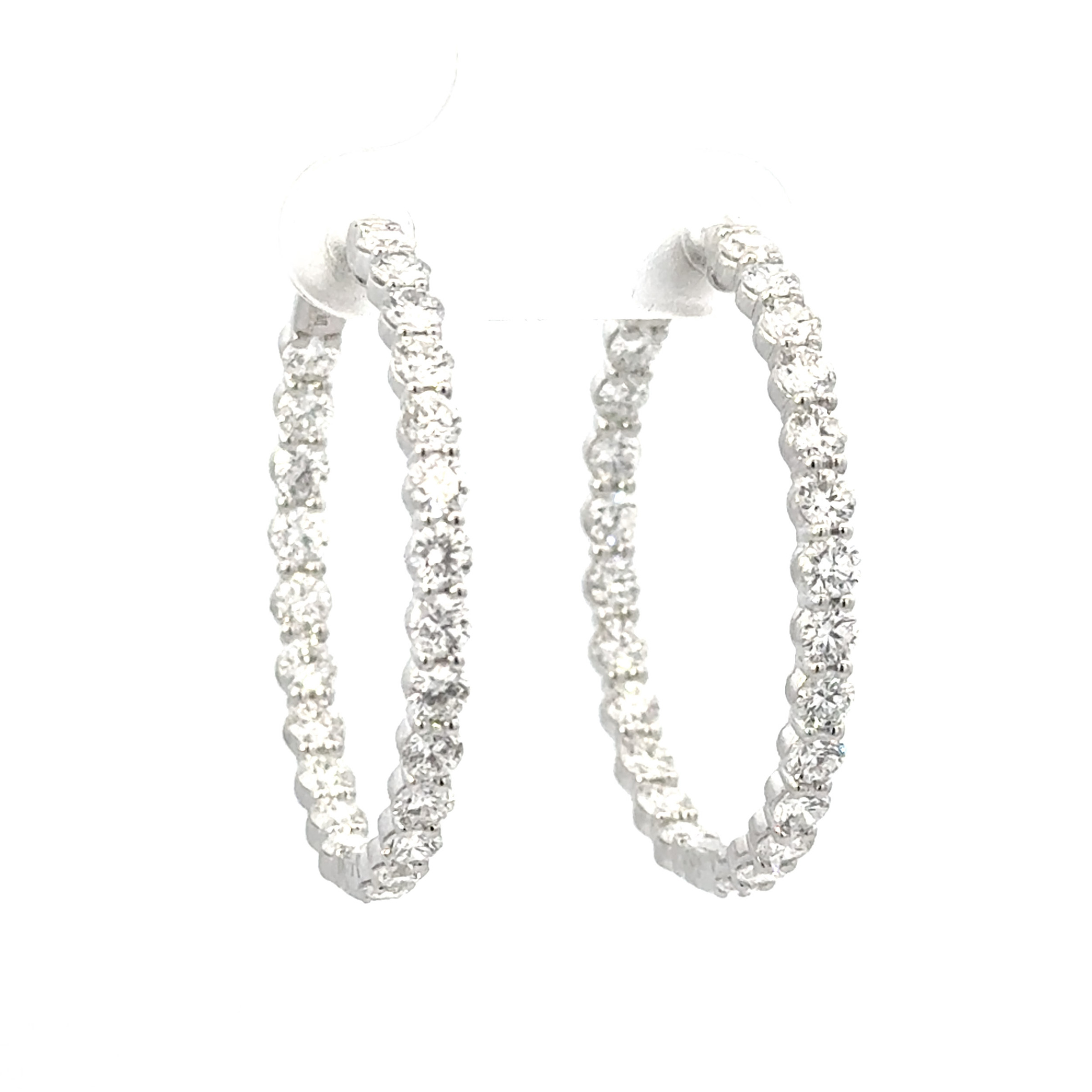 3.98cttw In And Out Diamond Hoop Earrings | Women's Hoop Diamond Earrings | 14k White Gold Hoop Earrings