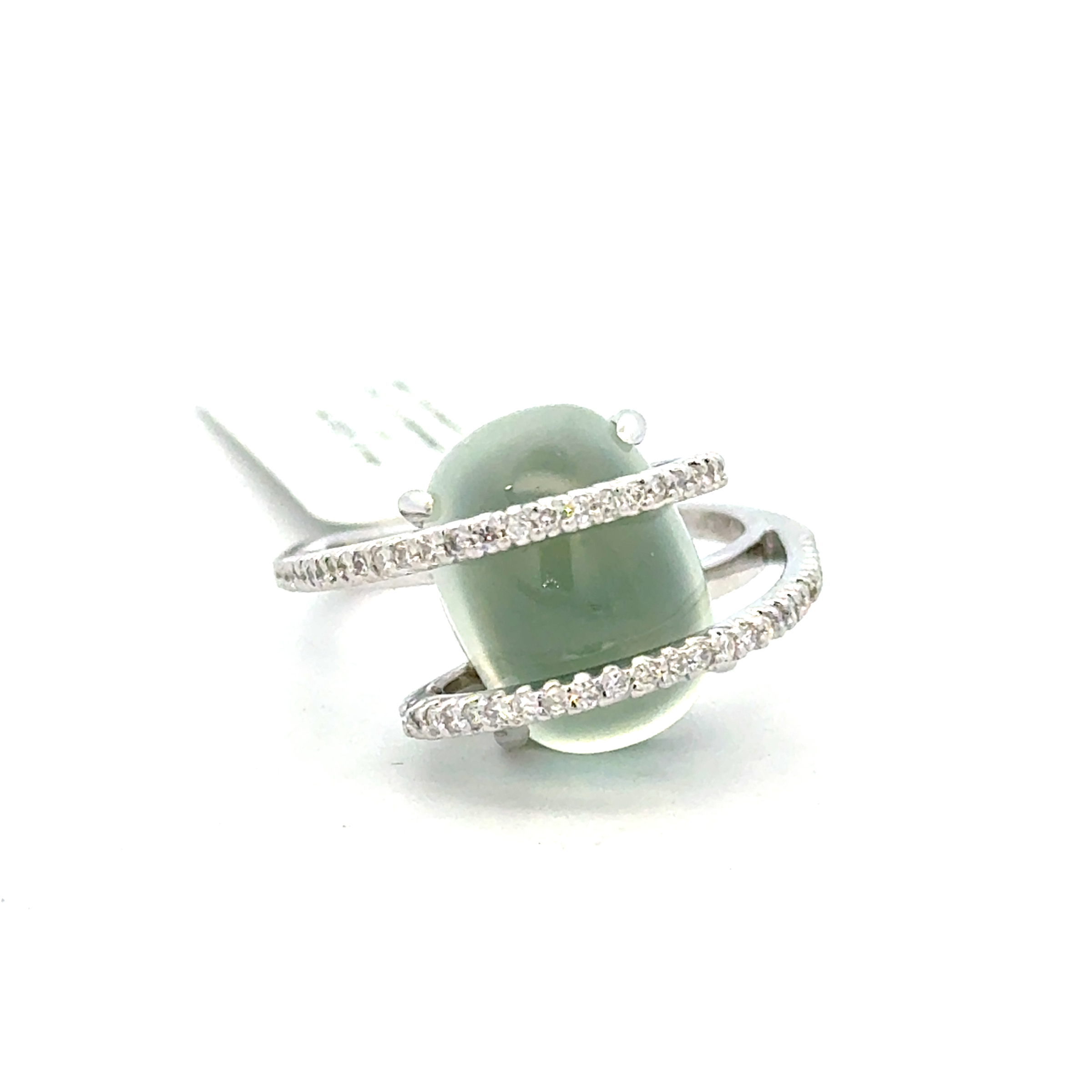 Green Tourmaline Ring | Tormaline Ring | Tourmaline Diamond Ring | 18k White Gold Tourmaline Ring
