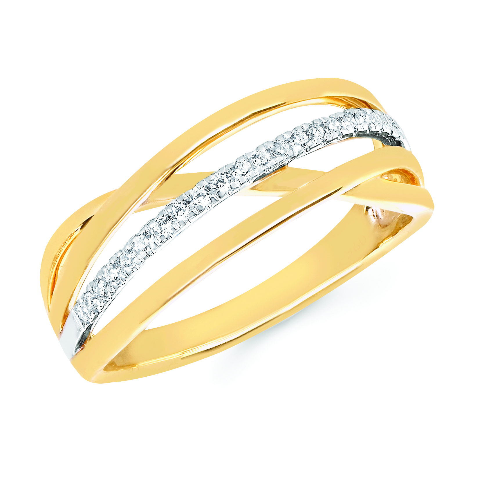 0.11cttw Diamond Wave Wrap Ring Prong Set in Two Tone 14K White and Yellow Gold