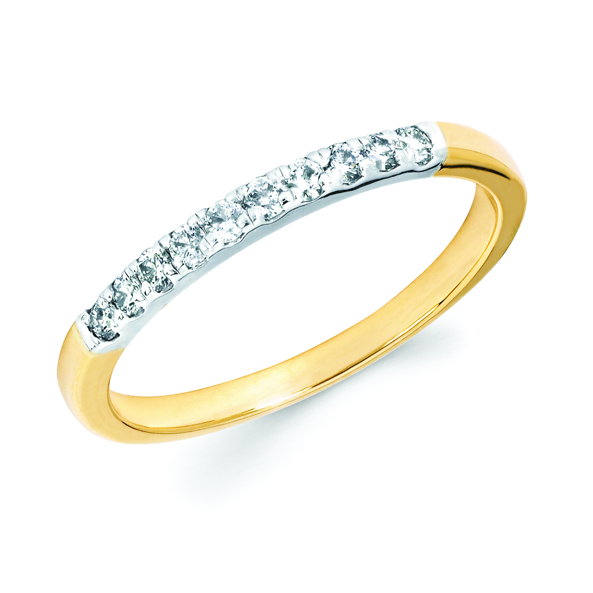 0.20cttw Diamond Band Prong Set in Two Tone 14K Gold, Size 6.5