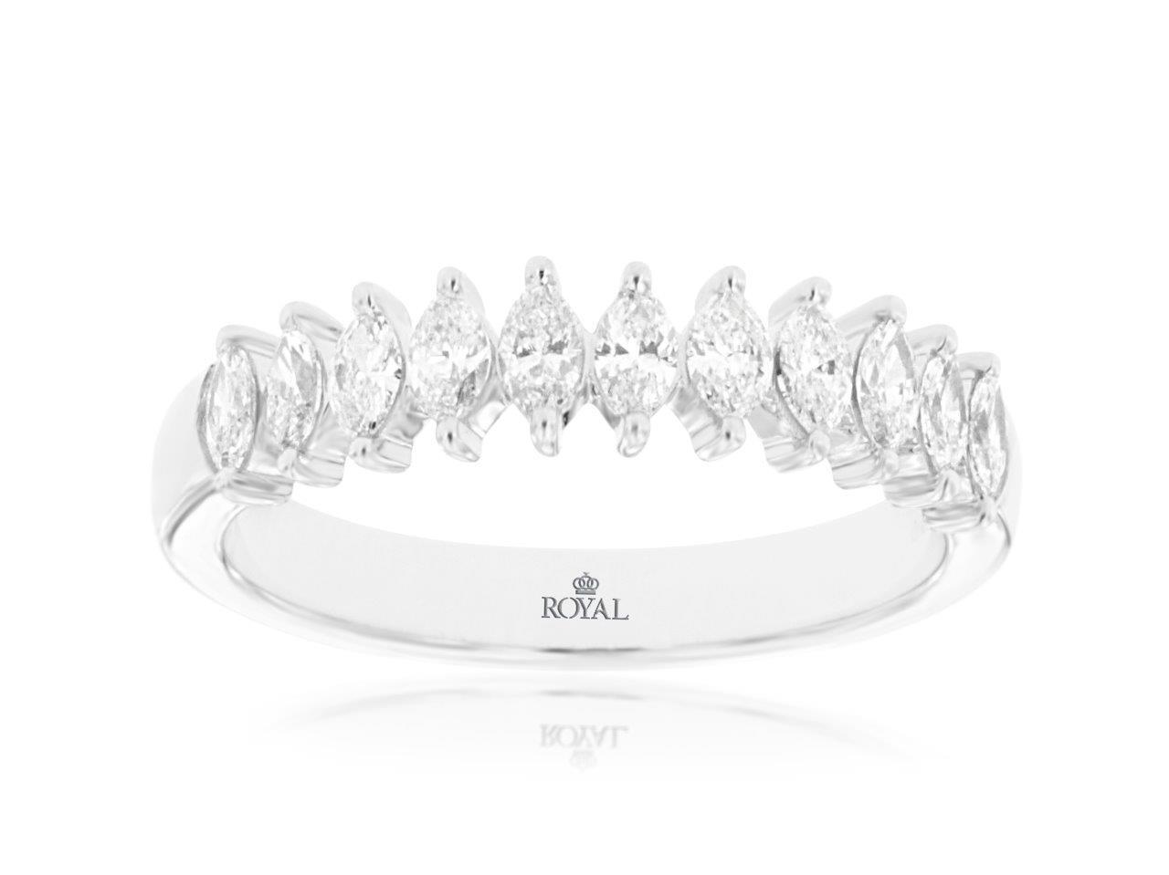 0.58cttw Marquise Cut Diamond Band (G/SI1) Prong Set in 14K White Gold