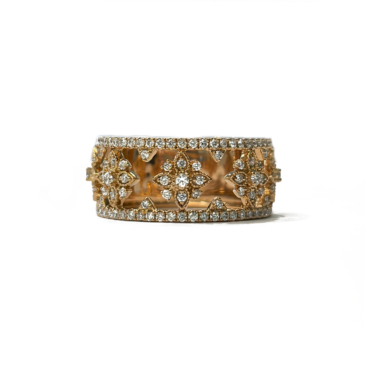 18K Pink Gold Five-Star Wide Estate Band featuring 0.75cttw Diamonds Prong Set