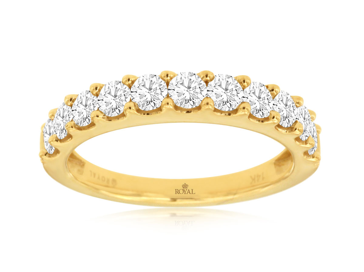 1.00cttw Round Cut Diamond (G/SI1) Band Prong Set in 14K Yellow Gold