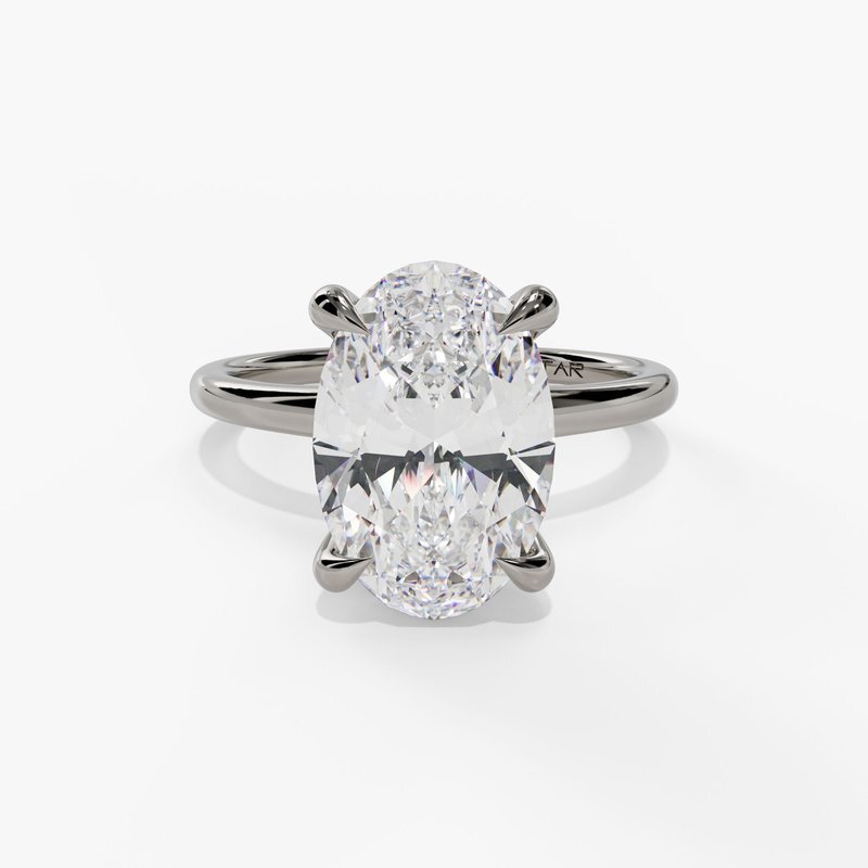 2.09ct Oval Cut Lab Grown Diamond (D/VS2) with 0.06cttw Natural Diamond Hidden Halo Prong Set in 14K White Gold 