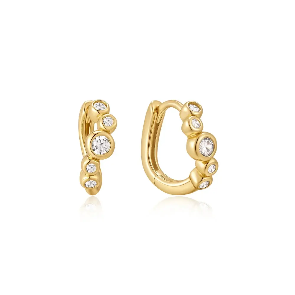 Ania Haie Gold Sparkling Tide CZ Huggie Hoop Earrings in Sterling Silver with Gold Plate