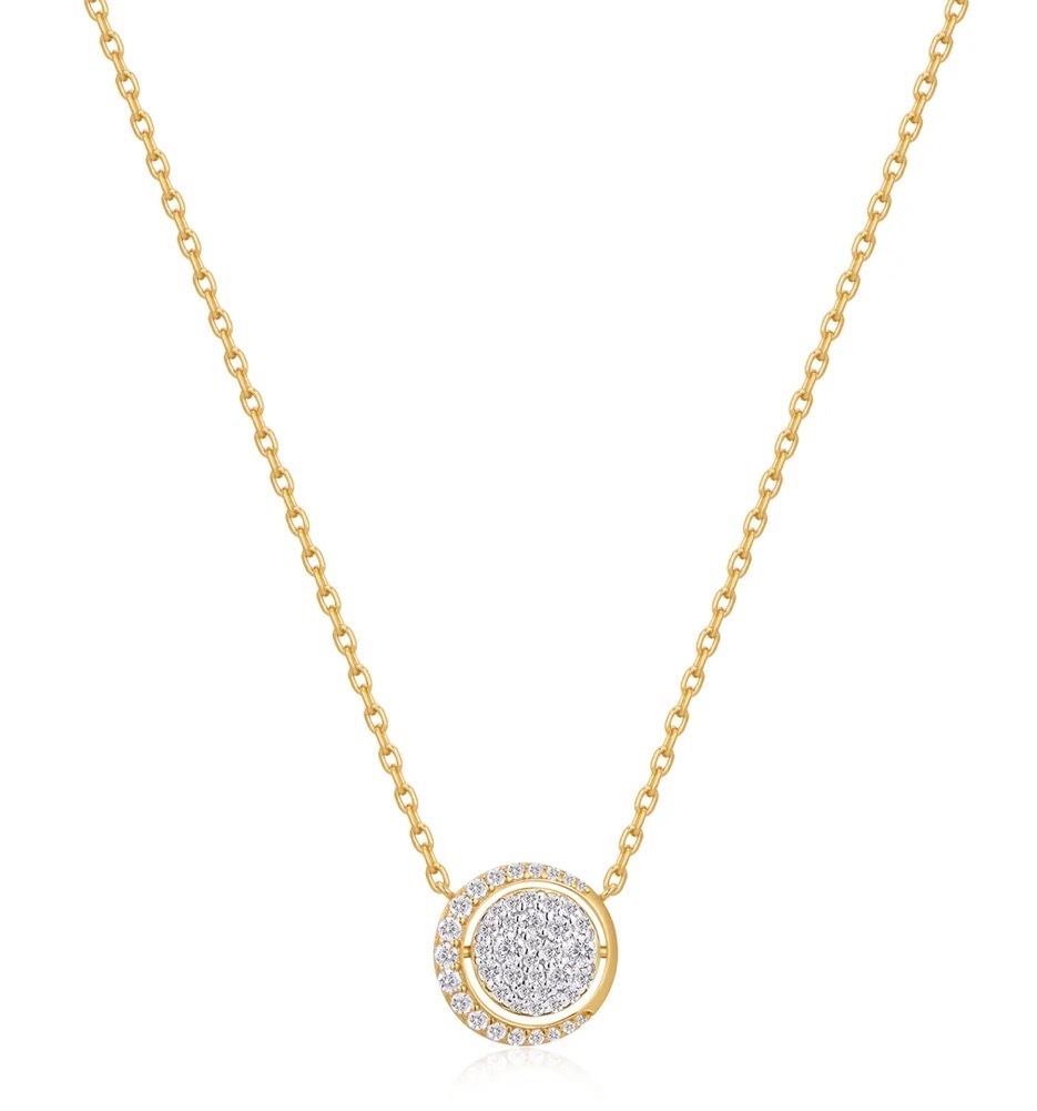 Ania Haie Réversible Pavé Moon and Evil Eye Necklace in Sterling Silver with Gold Plate