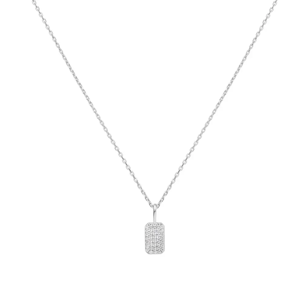 Ania Haie Sterling Silver Pave Dog Tag Necklace
